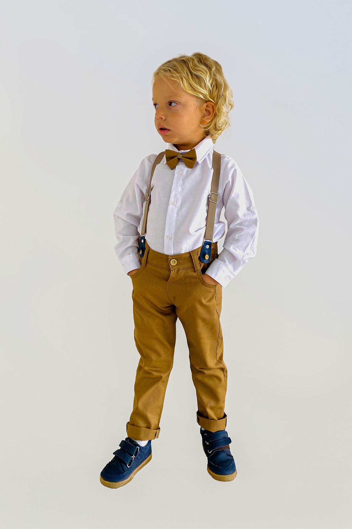 LULU Kids-Set de 4 costume pentru băieți „oxford” cu papion și slopet 7