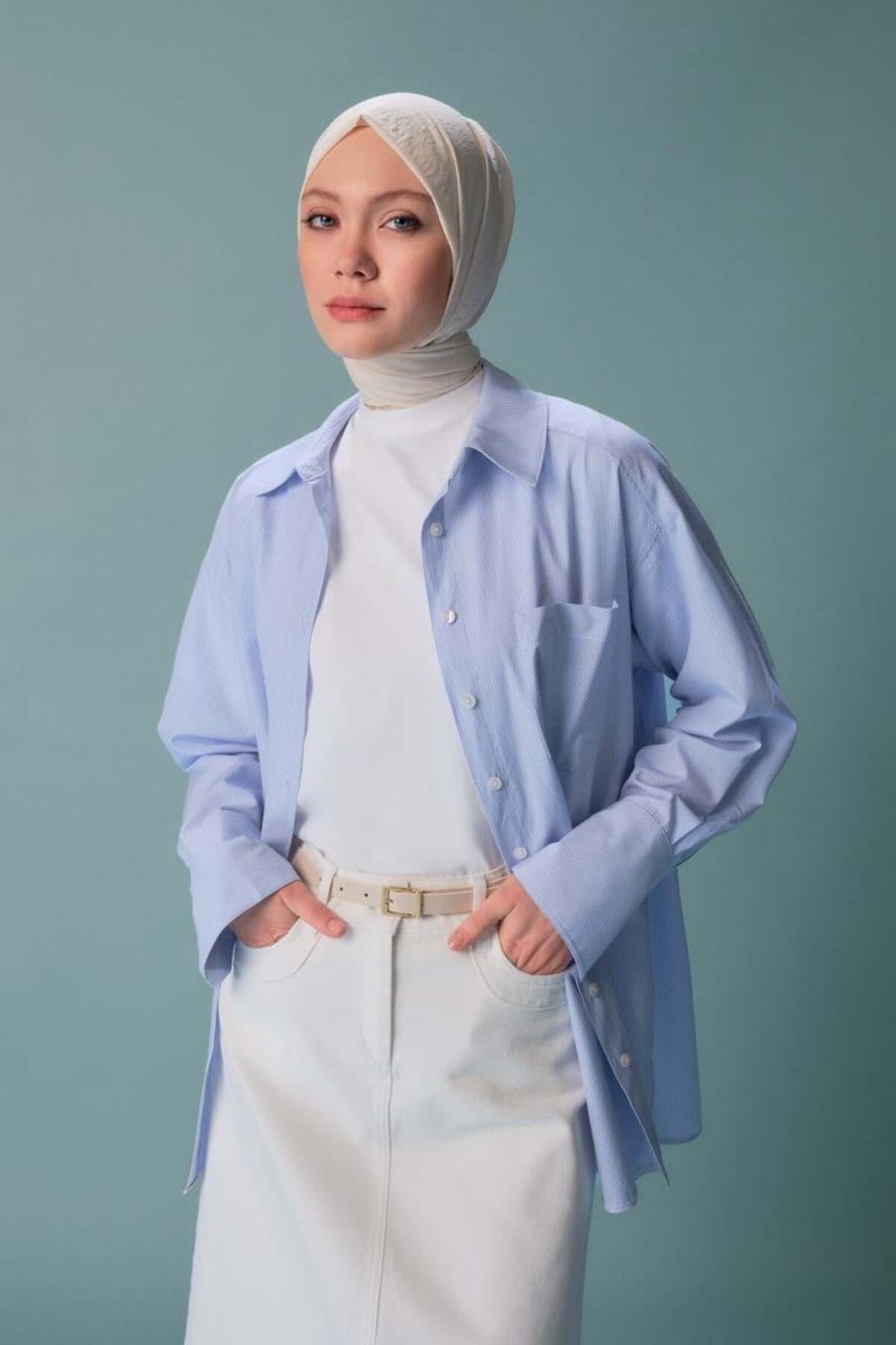 پیراهن راه راه Ort3440 آبی Armine