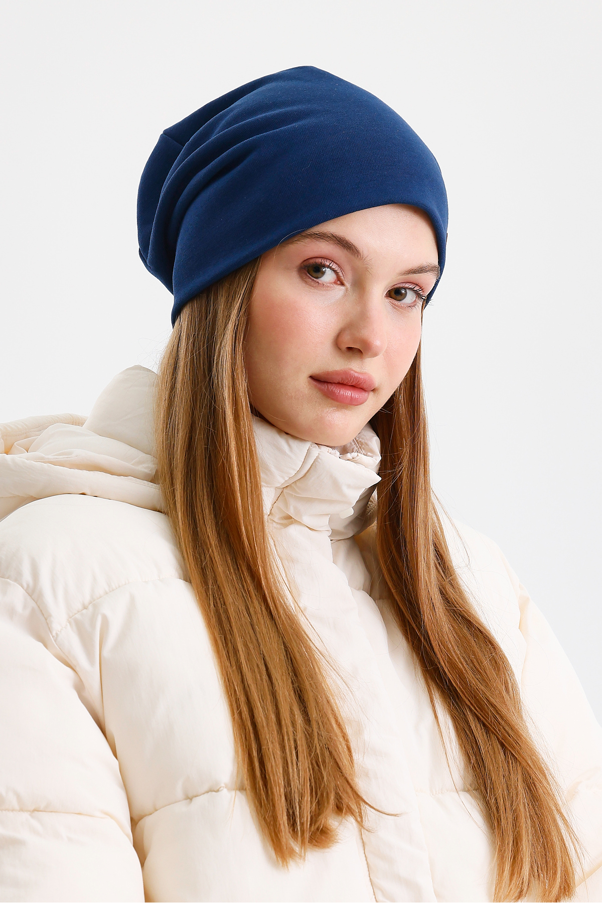 Butikgiz  Açık Lacivert Termal %100 Pamuklu Soft 2 Stil 1 Arada Bere Premium Cuts Serisi - Görsel 4