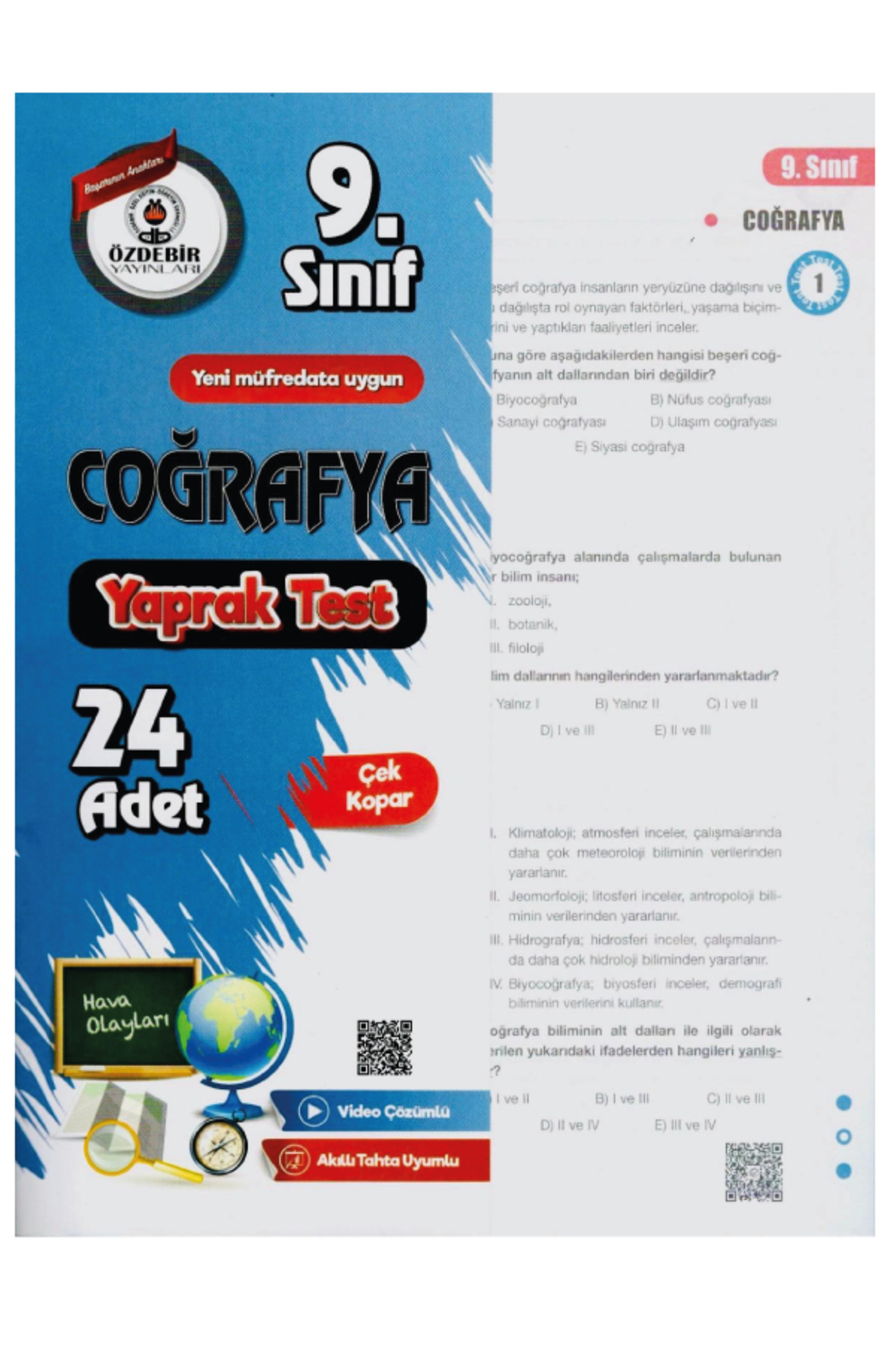 ÖZDEBİR YAYINEVİ 9.Sınıf Coğrafya Yaprak Test Özdebir Yayınları