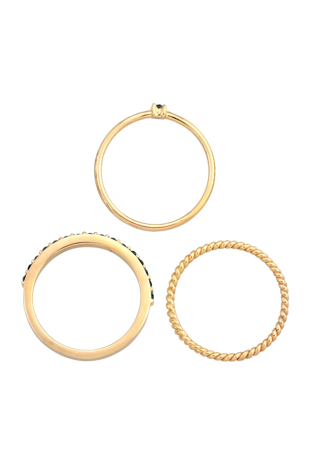 ELLI-Damenring – Solitaire-Memory-Glaskristalle, vergoldetes Set aus 925er Sterlingsilber 3