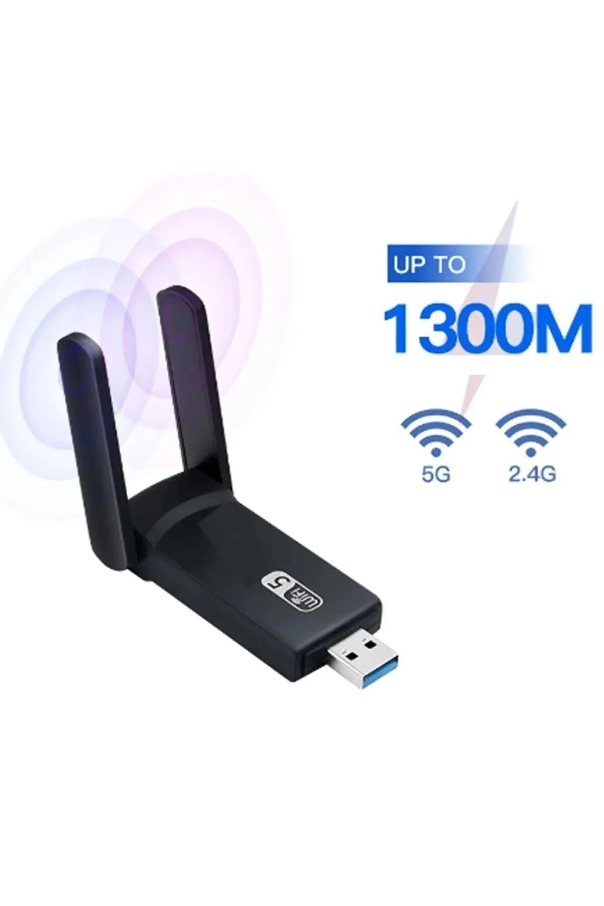 Nivego AC1300 Mbps Dual Band USB 3.0 Adaptör Kablosuz Wi-Fi Alıcı