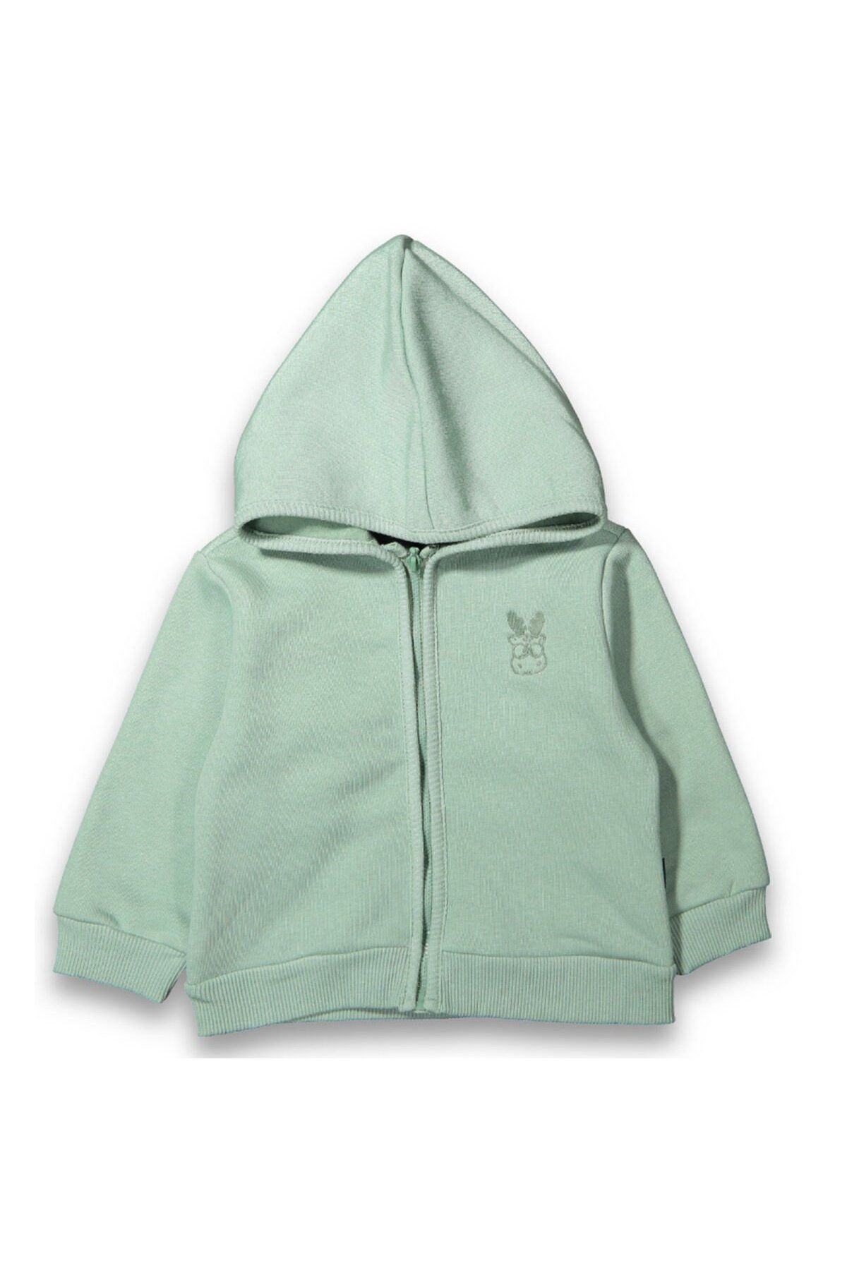 bebegen-Baby Boy Green Deer Embroidered Simple Hooded Cardigan 1