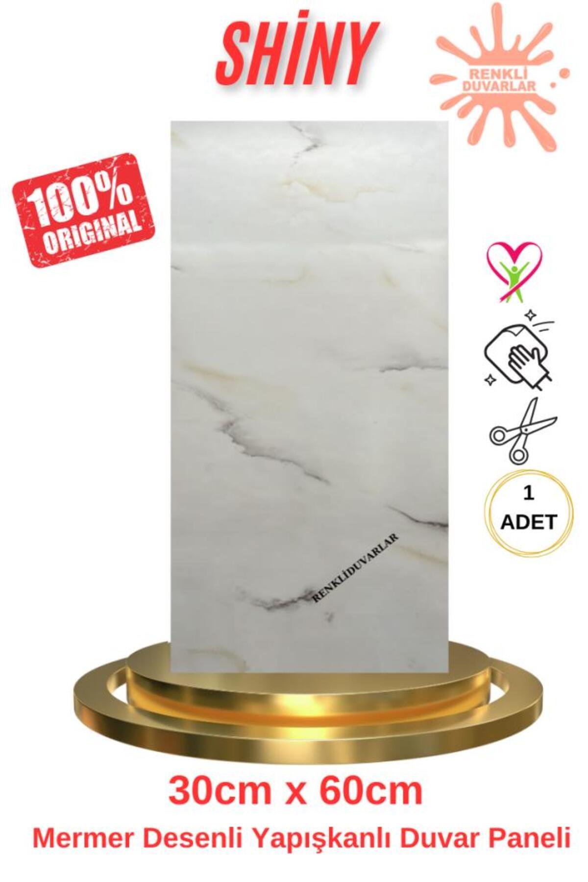 Renkli Duvarlar BS1767 Kendinden Yapışkanlı 1Adet 30x60cm Mermer Desenli Esnek Karavan Banyo Wc Duvar Kaplama Paneli