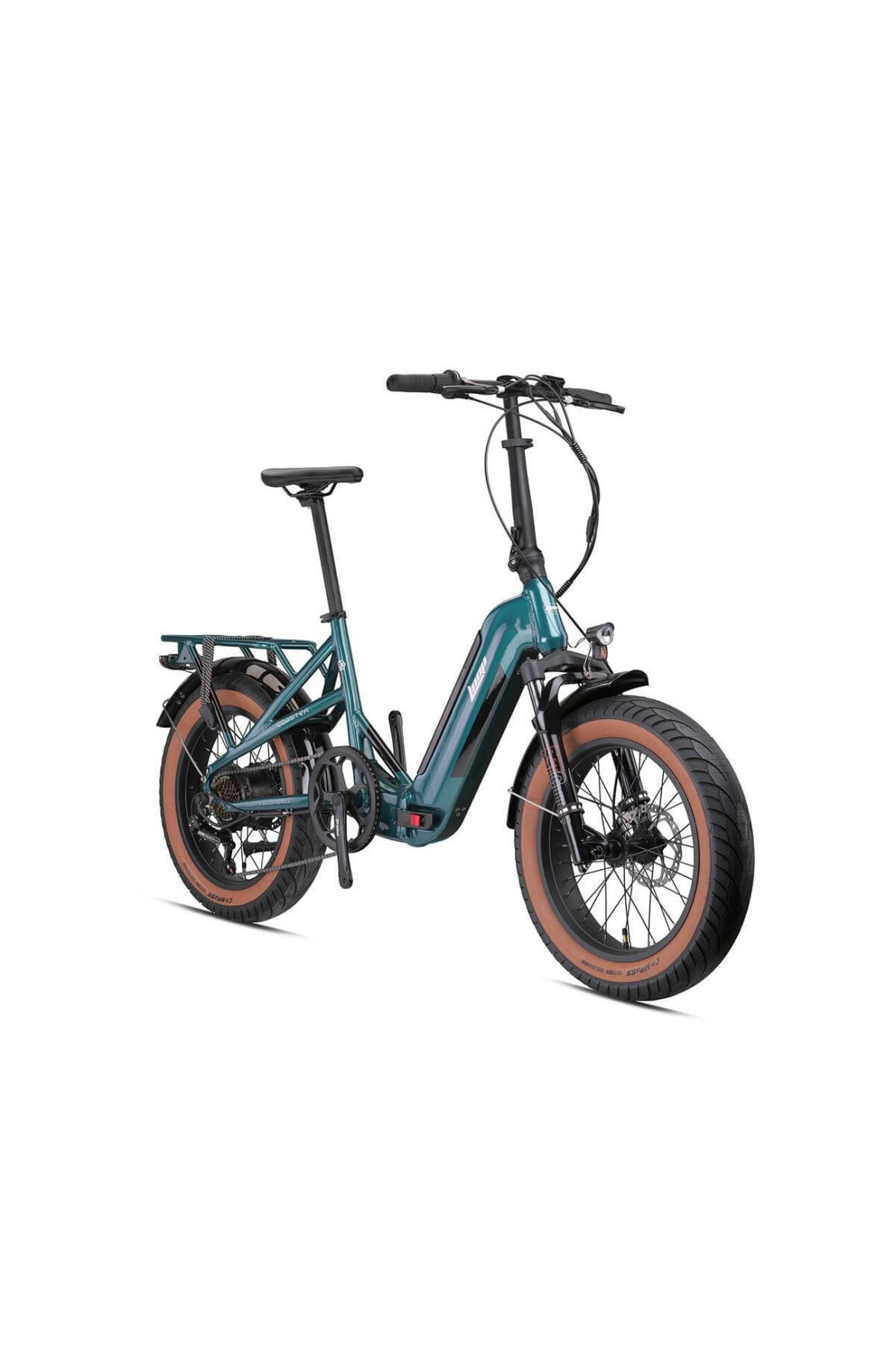 Kron Loop Coaster 20" Jant Fat Bike 7 Vites Elektrikli Katlanır Bisiklet Yeşil Gri