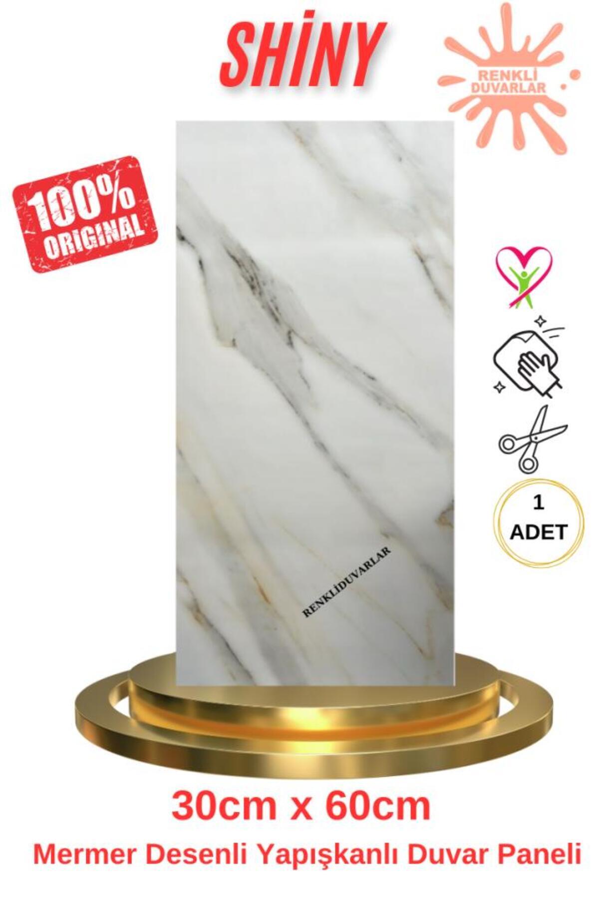 Renkli Duvarlar BS1764 Kendinden Yapışkanlı 1Adet 30x60cm Mermer Desenli Esnek Karavan Banyo Wc Duvar Kaplama Paneli