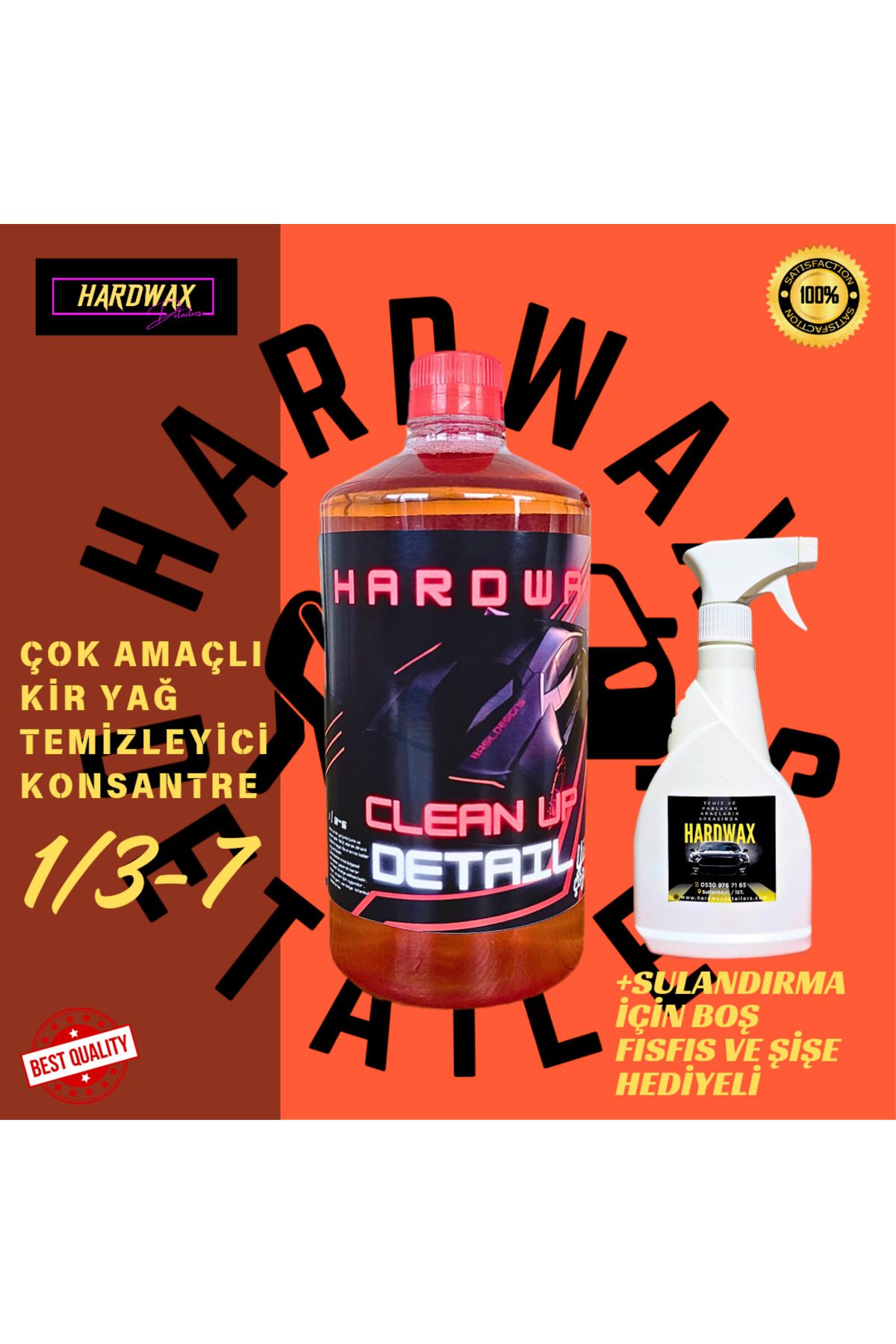 hardwax KİR ,YAĞ, LEKE TEMİZLEYİCİ 1:3- 7 DEV KONSANTRE + SULANDIRMA İÇİN FIS FIS VE ŞİŞE HEDİYELİ