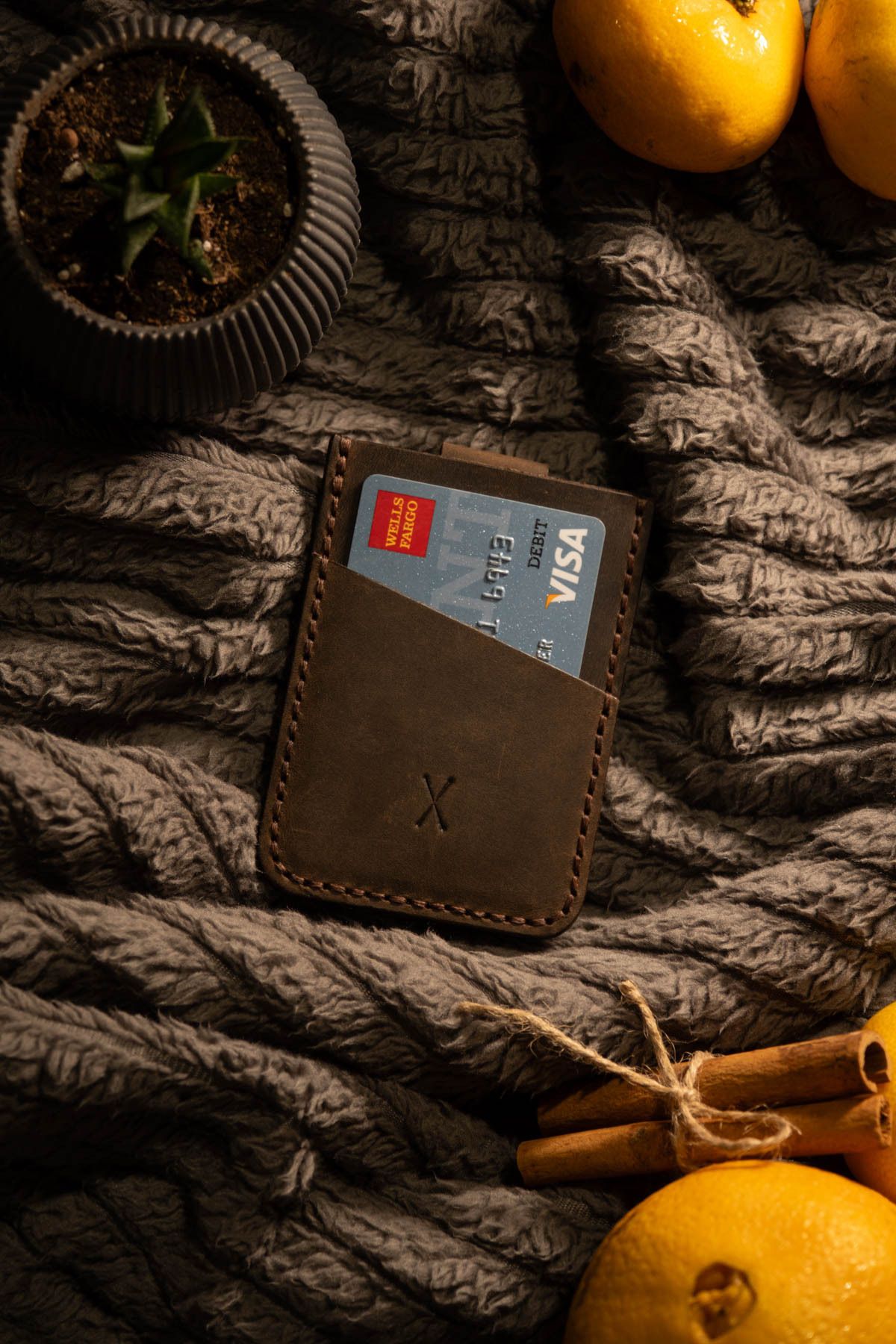 minimal X design-Minimal X V2 Mechanism Card Holder - Chestnut - Real Leather Handmade - Practical Easy Sturdy Design 4