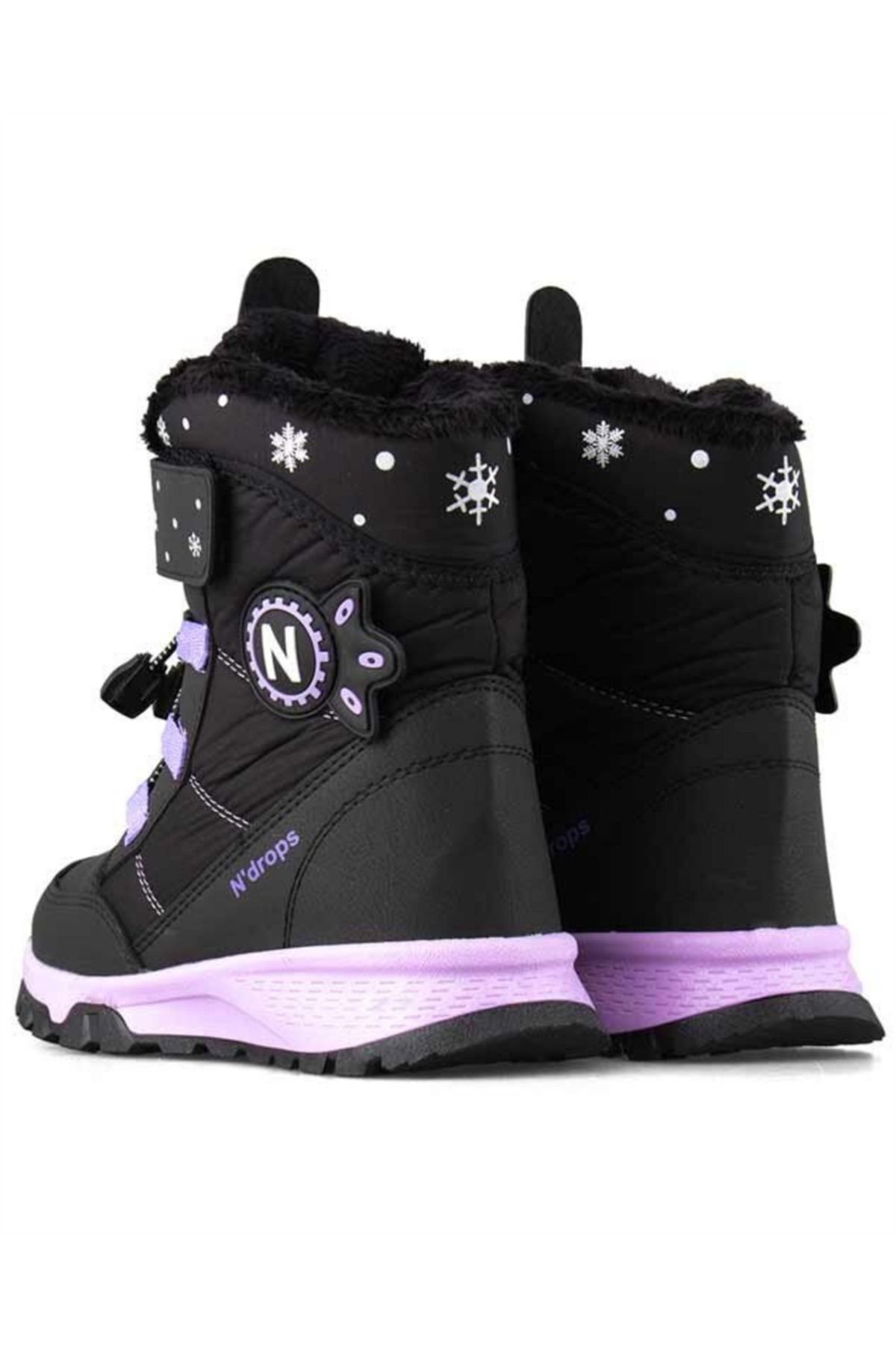 N Drops-N'Drops Kids (26-30) Μαύρες-Λιλά Μπότες Χιονιού 3