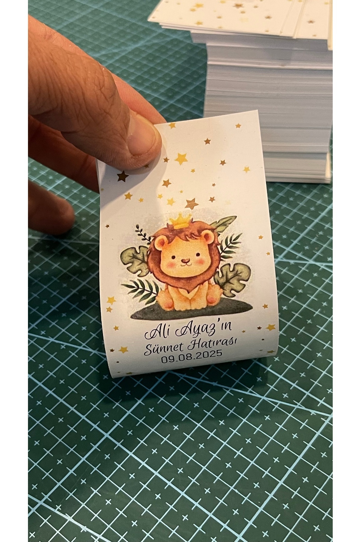 arl etiket tasarım dijital baskı merkezi Sünnet Hatırası Mum Kartı 50 Adet