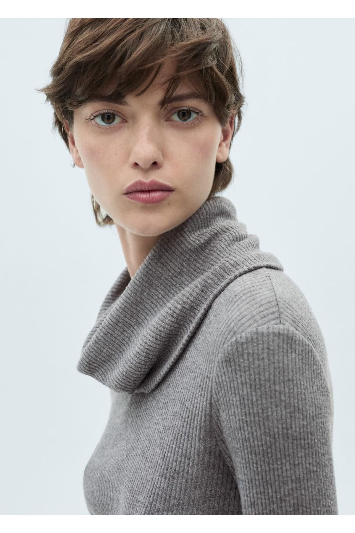 MANGO Woman-Turtleneck Ribbed T-Shirt 5