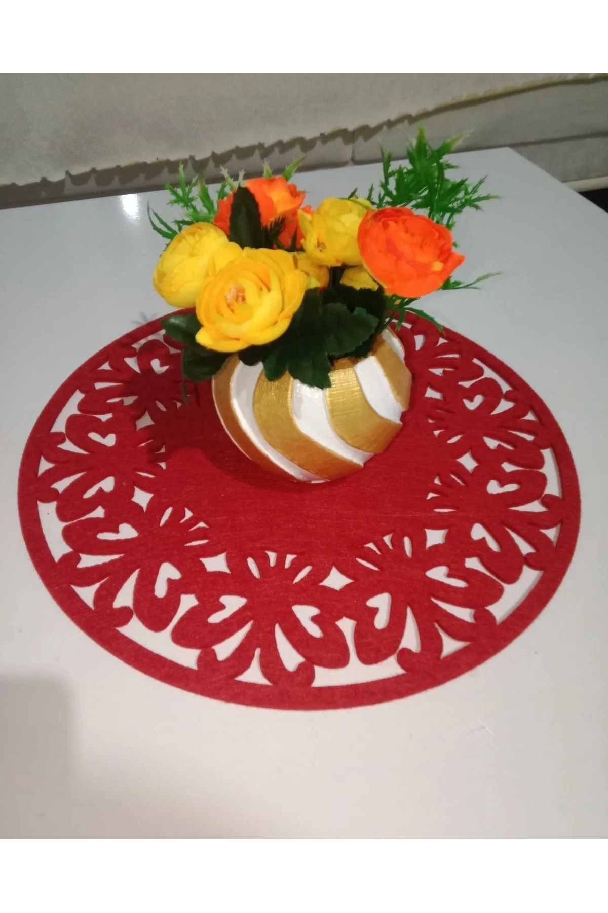 HANK 2 Adet Yuvarlak ve Desenli Amerikan Servis Tabak Altlığı Ergonomik Yemek Servis Matı 33 Cm X 0,5 Cm