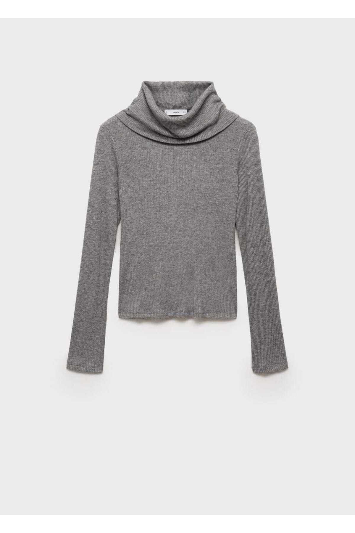 MANGO Woman-Turtleneck Ribbed T-Shirt 3