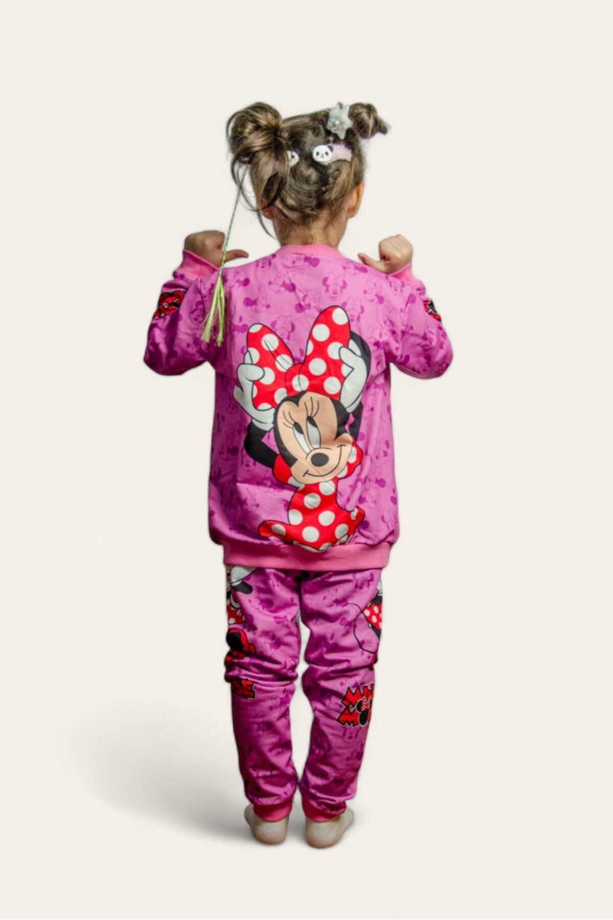 SEDİRLİ-Minnie Mouse Girls' Sports Tracksuit Set - Cotton and Raster 2