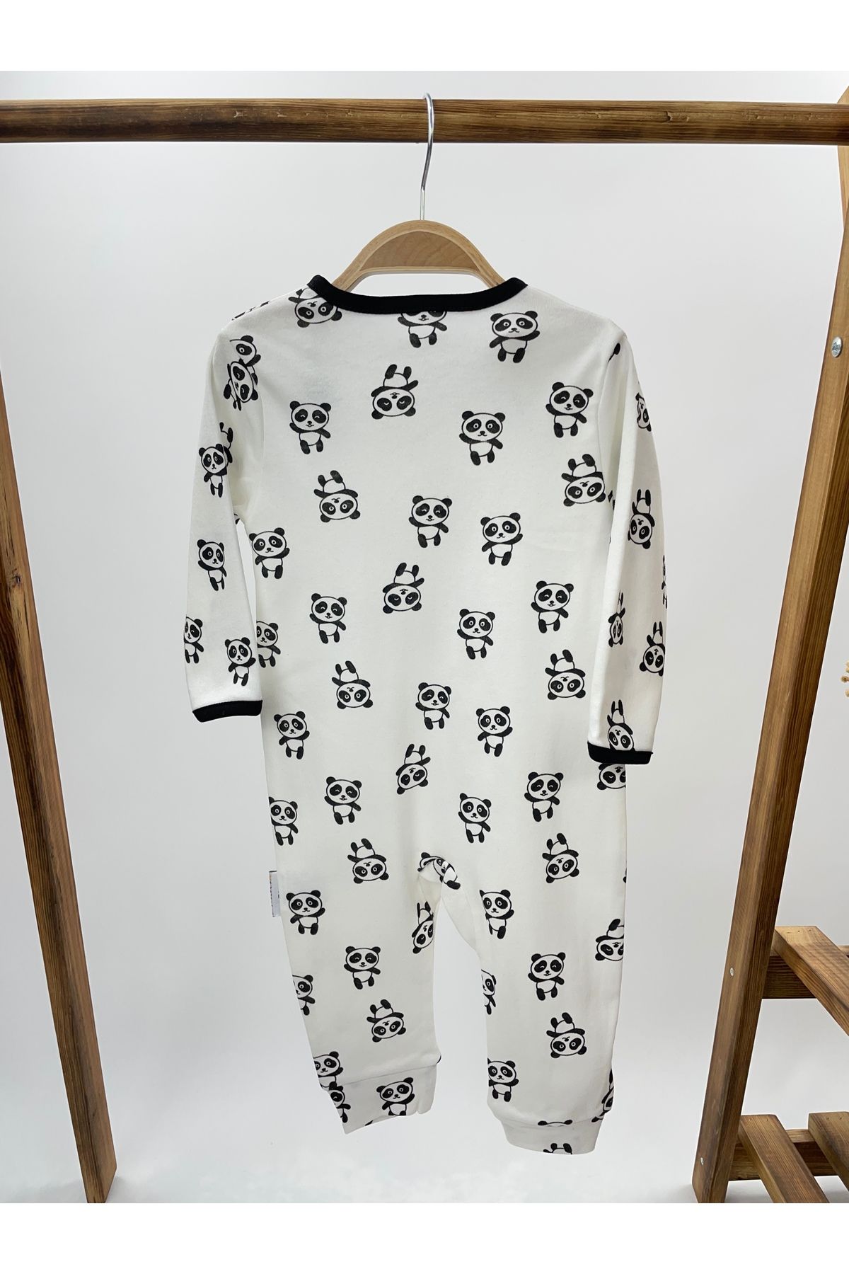 Beybia-Zippered Panda Patterned Baby Romper 4