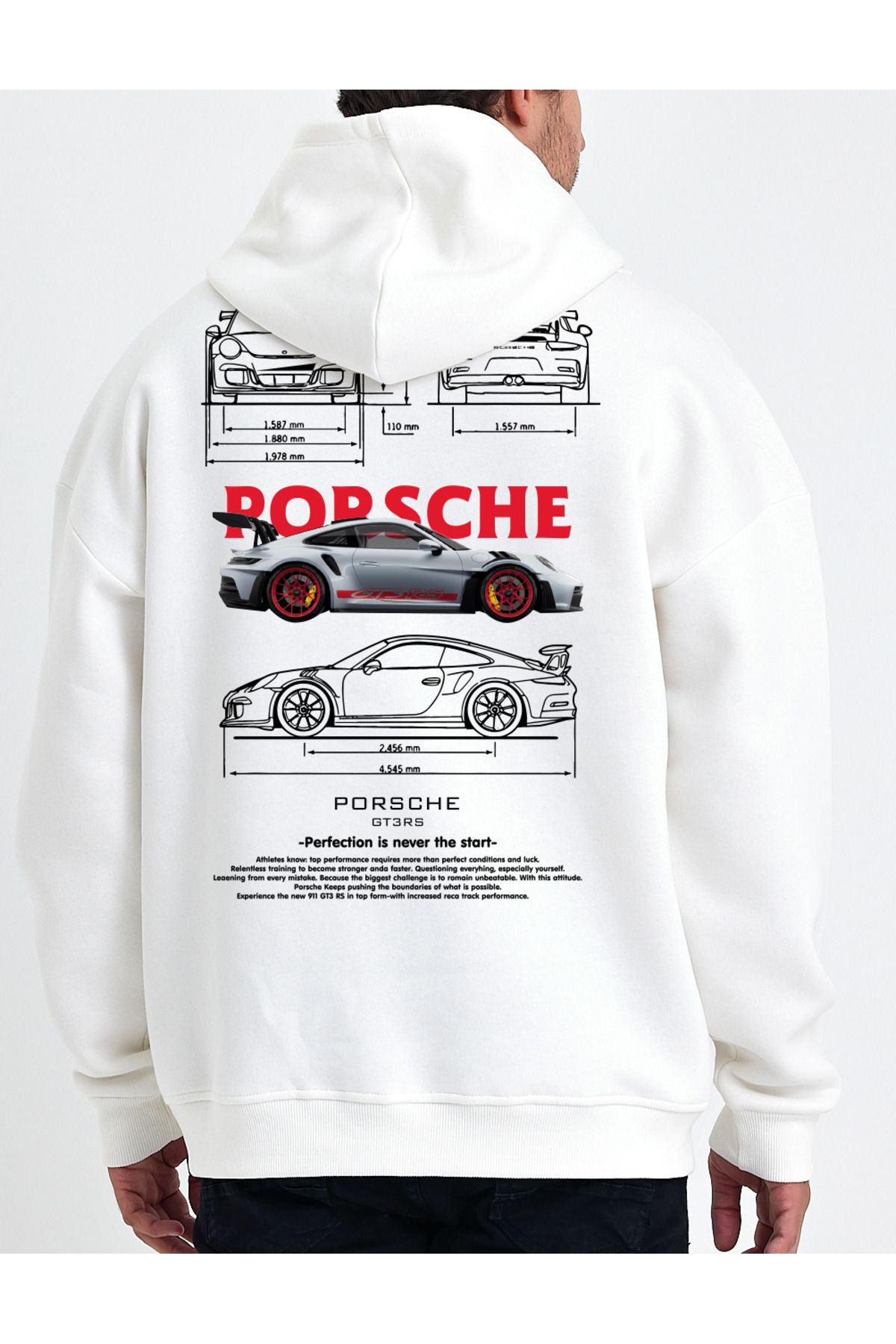 Uniquetex-Unisex Oversize Sweatshirt Hoodie - Car Printed Prsch 1