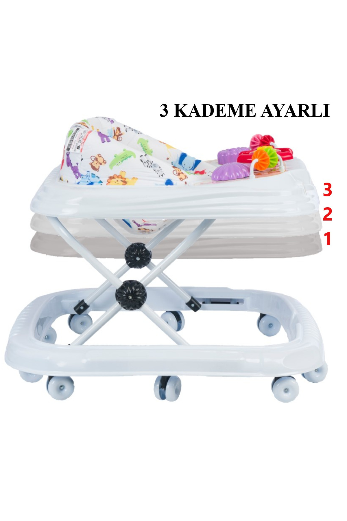 Taşpınar Alpina Kornalı Bebek Yürüteci 3 Kademe 10 Tekerlekli Dengeli Eğlenceli Yeni Model Örümcek Yürüteç fotoğrafı 4 (önizleme)