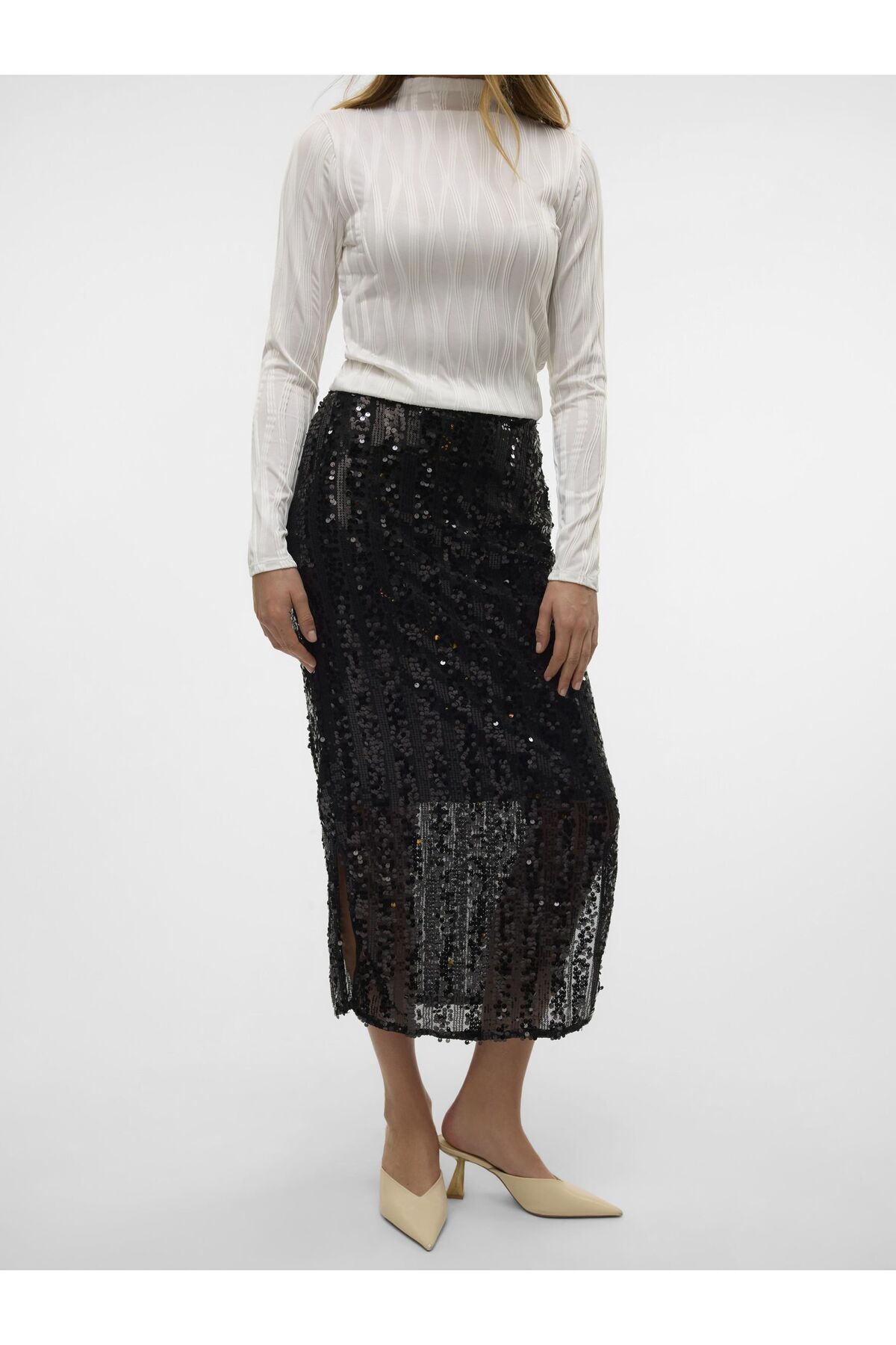 Vero Moda-Rock VMEFA Mittlere Taille Langer Rock 5