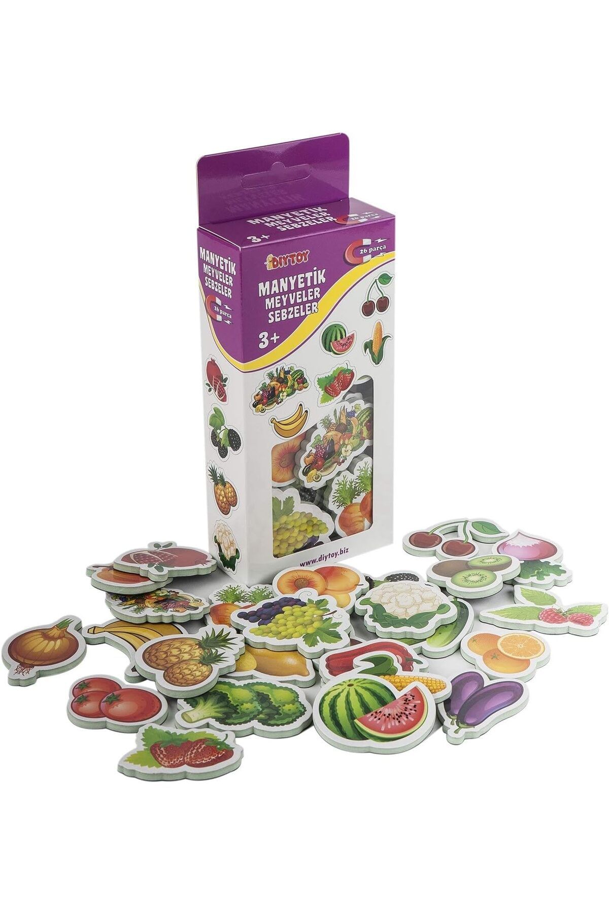 AboutThePerfect Renkli Manyetik Meyveler ve Sebzeler Seti, 26 Parça, +3 Yaş