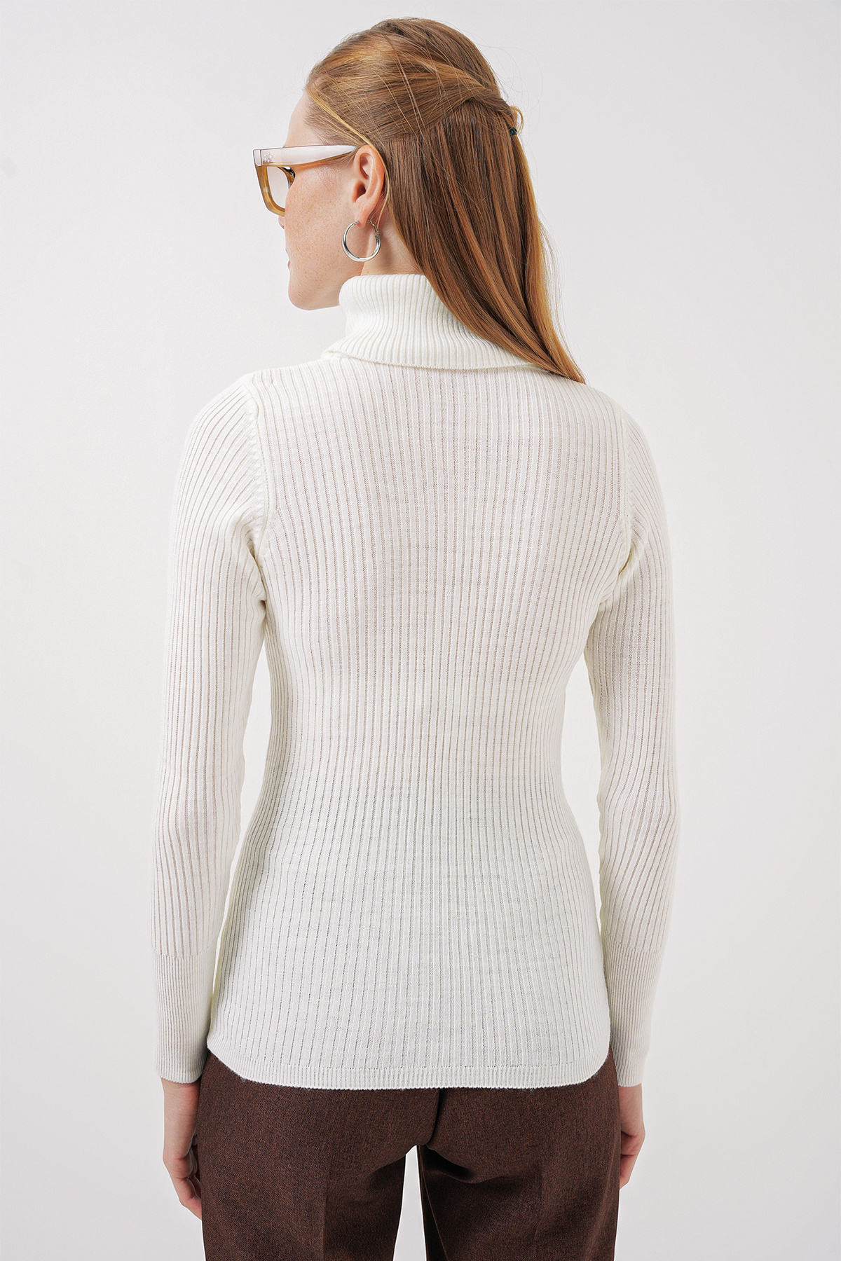 Bigdart-10311 Turtleneck Knitwear Sweater - White 6