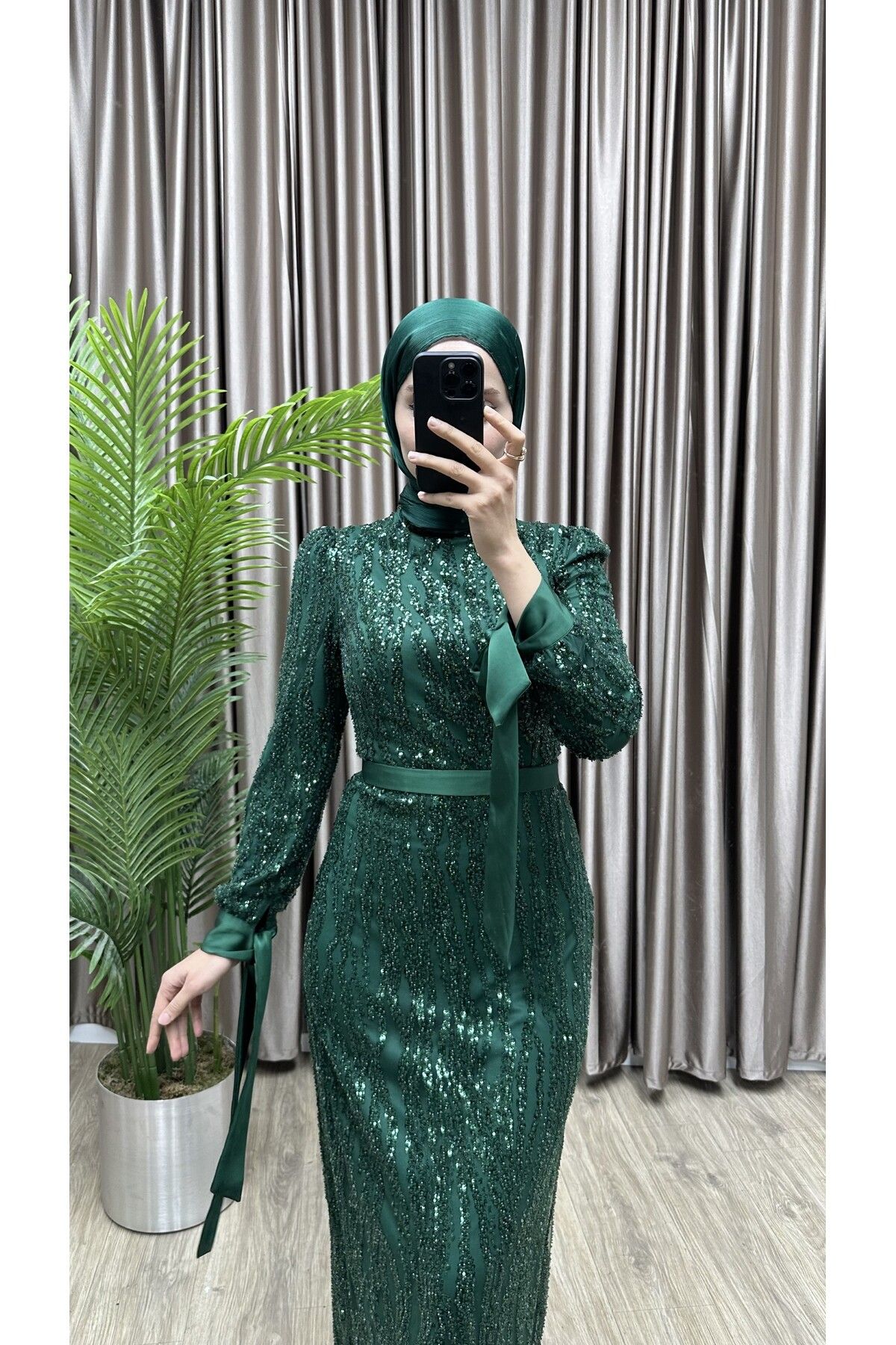 MERA outlet-Zehra Stone Hijab Evening Dress 3