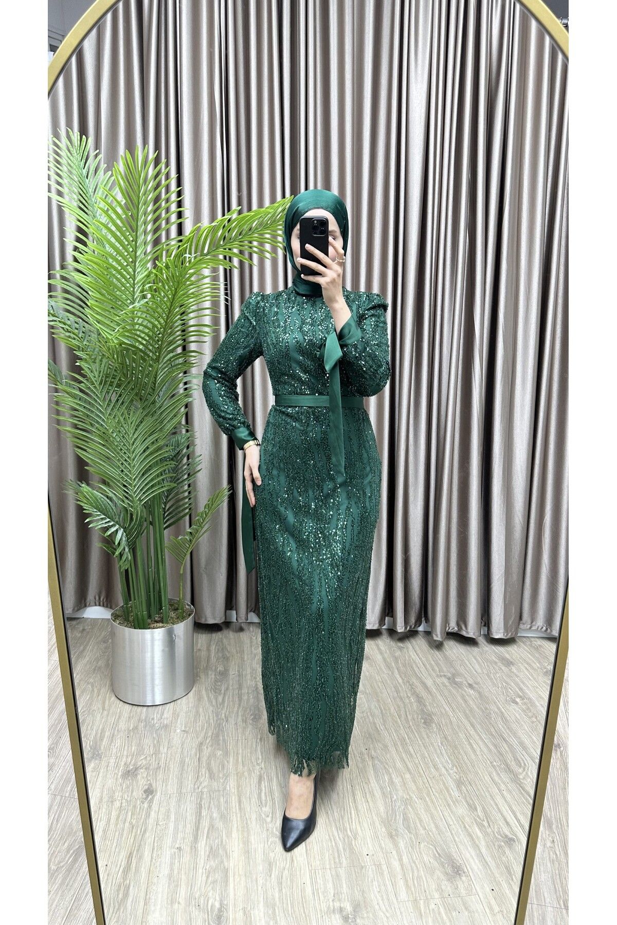 MERA outlet-Zehra Stone Hijab Evening Dress 1