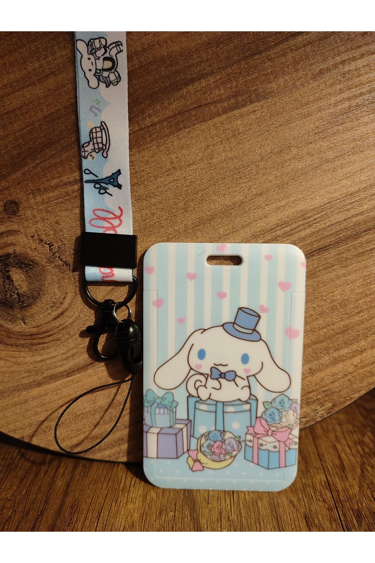 Mia Giyim-Cinnamoroll Patterned Cute Name Badge and Phone Strap - with Lanyard and Neck Strap 3
