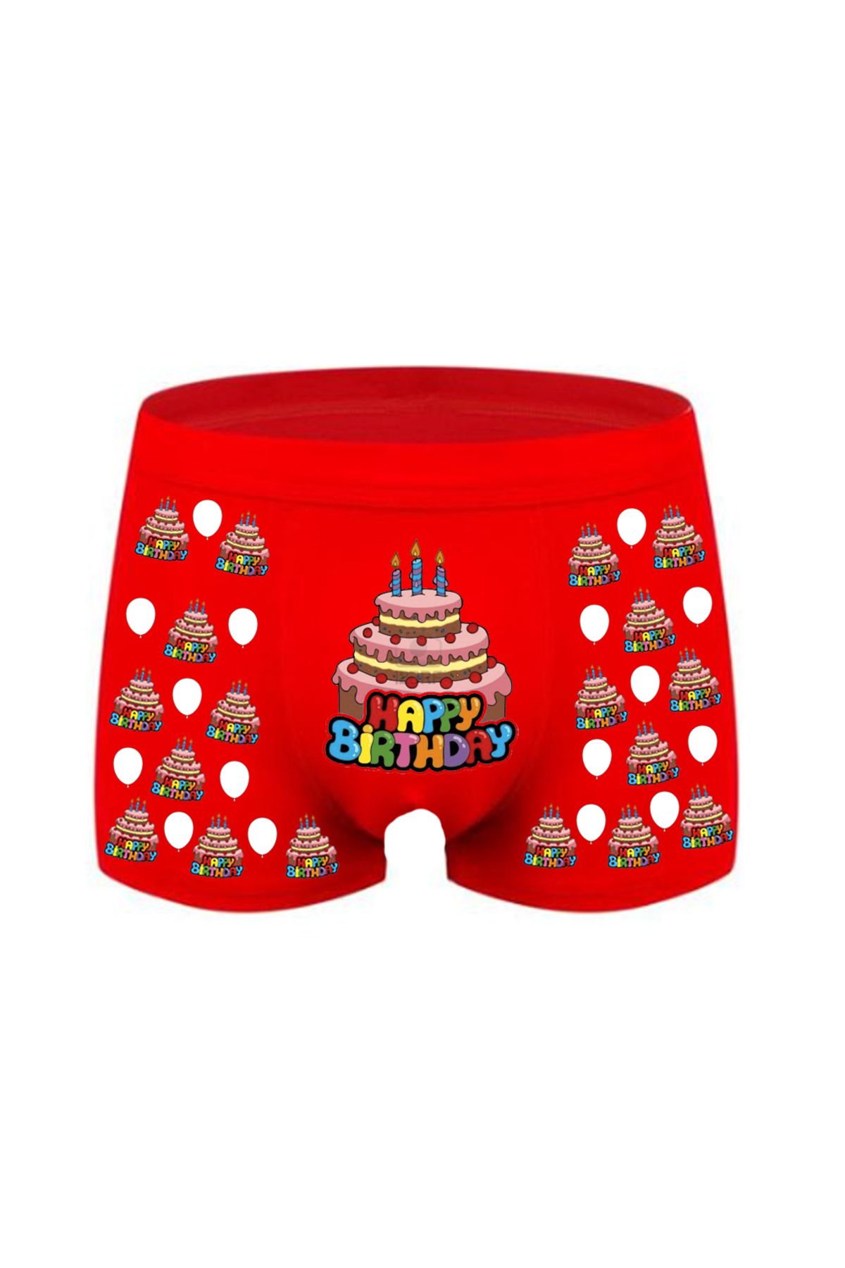 HediyeMania-Men's Boxers - Happy Birthday Printed, Espira, High Quality Cotton Underwear, Red 1