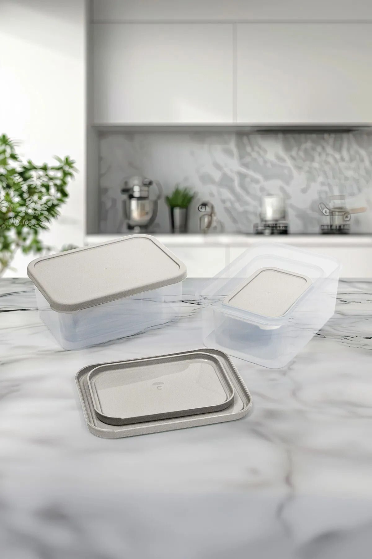 SAVLAR-Set of 3 Breakfast - Microwave and Freezer Compatible Storage Containers 1X375Ml 1X900Ml 1X1700Ml 2