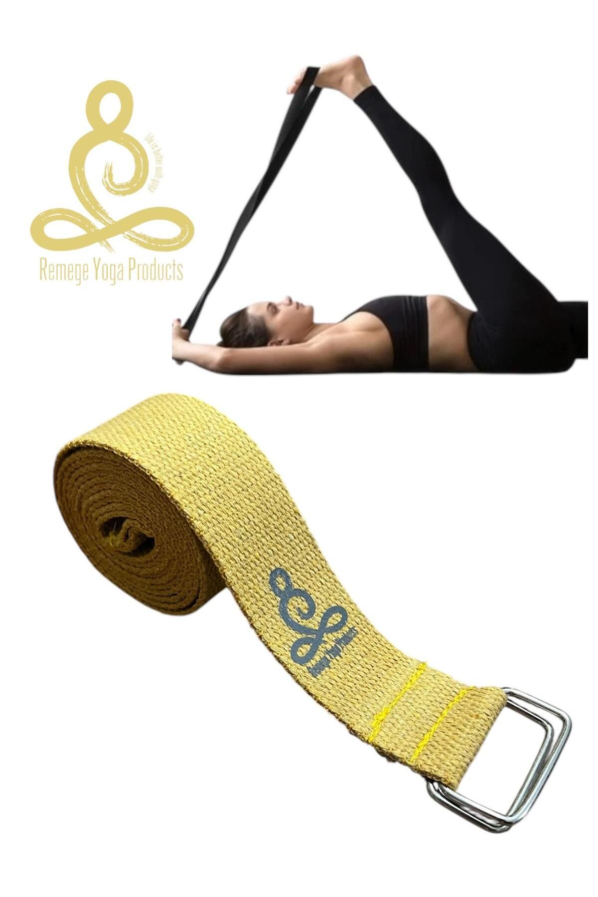 Remege Spor Malzemeleri Yoga Kemeri  - Yoga Kayışı - Yoga Germe Kayışı - Yoga Baskılı Yoga Kemeri 180 Cm Çift Halkalı