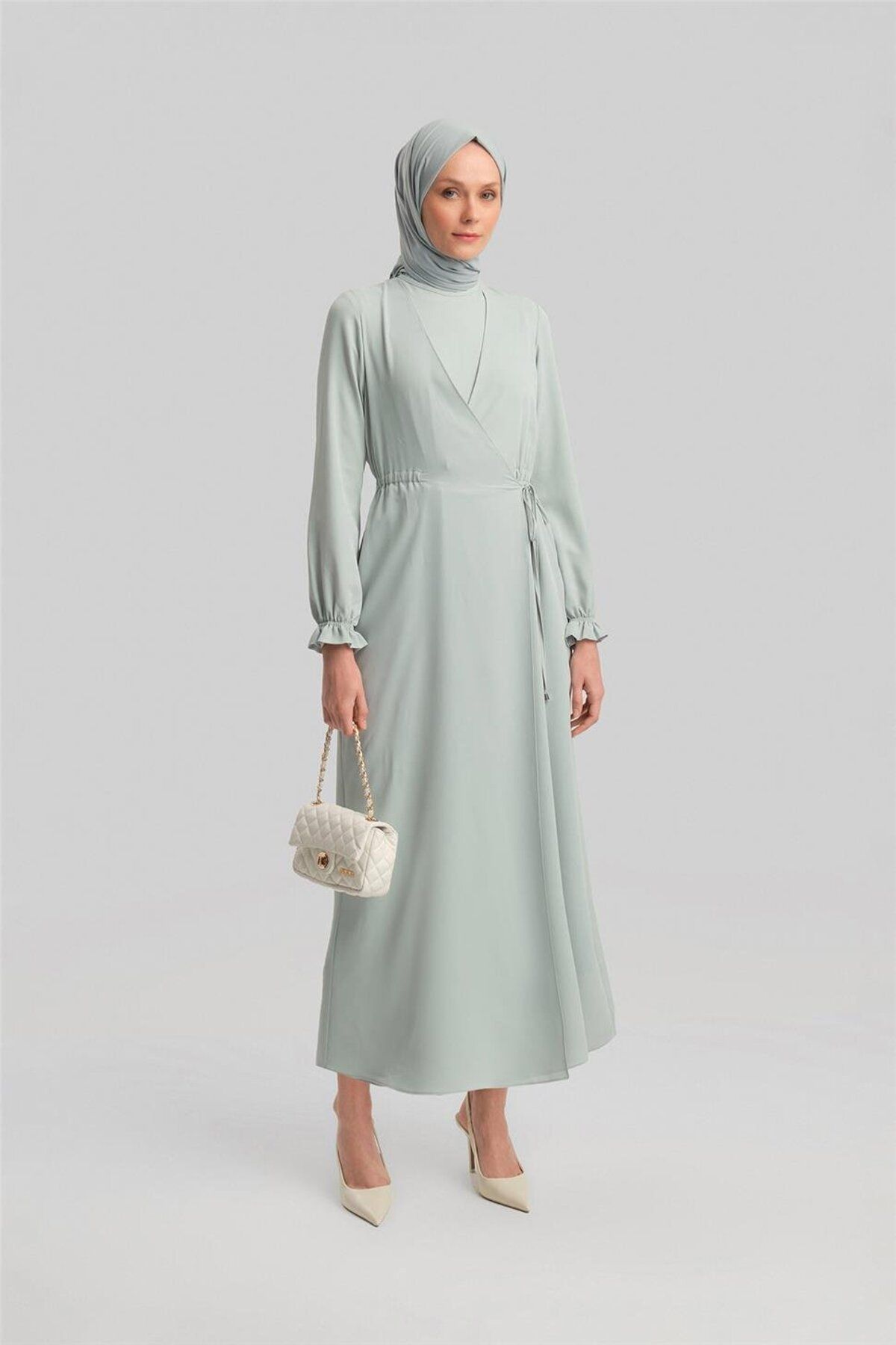 Armine Wrap Dress Ort9230 Ice Blue