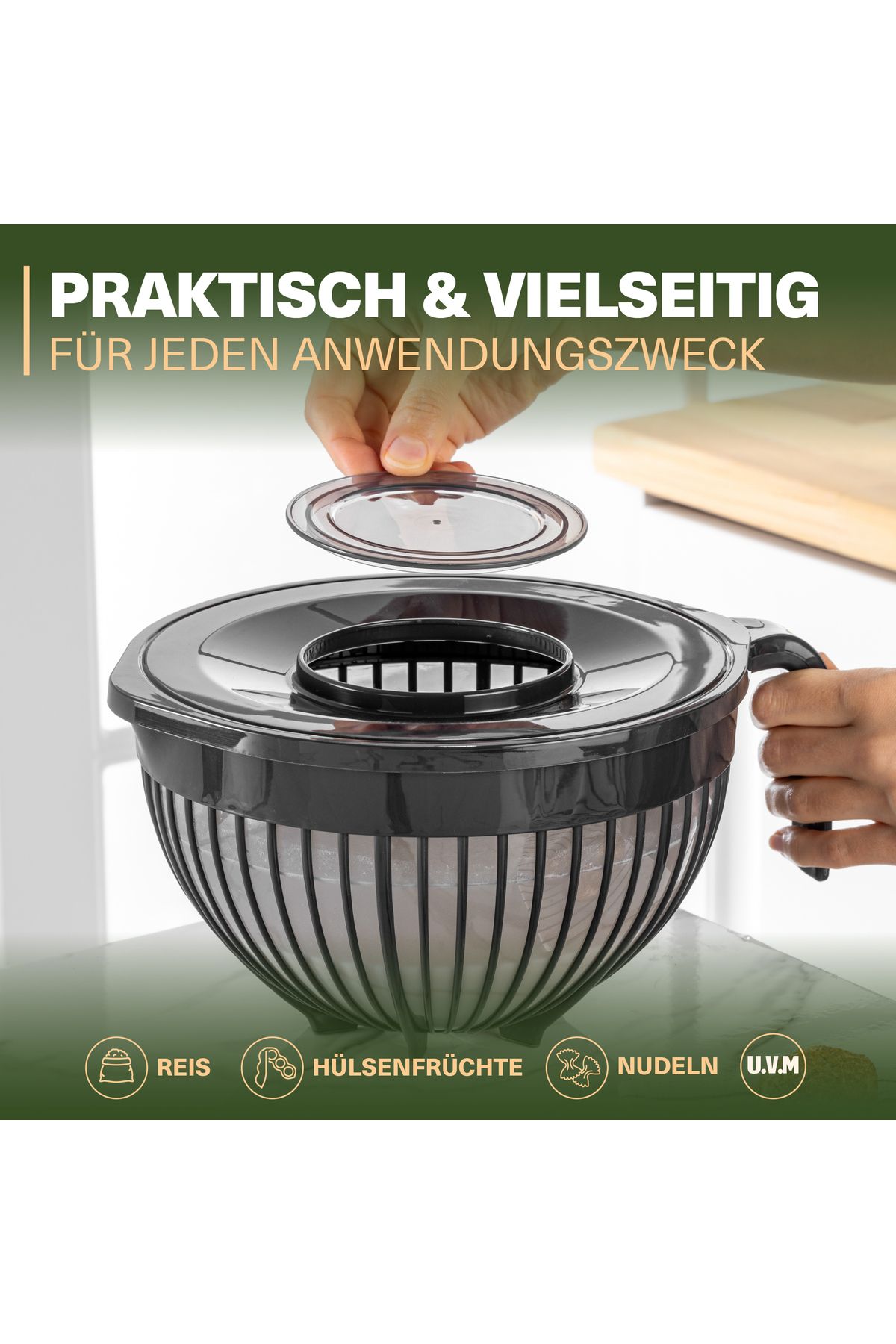 Viwares-Linea Mikser mit Deckel – Anthrazit – (3 Liter) Stilvoller und vielseitiger Küchenhelfer 5
