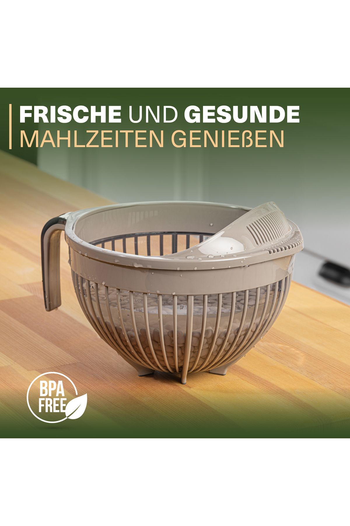 Viwares-Linea Messieb – Praktisches Sieb mit Griff in Beige (3 Liter) 2