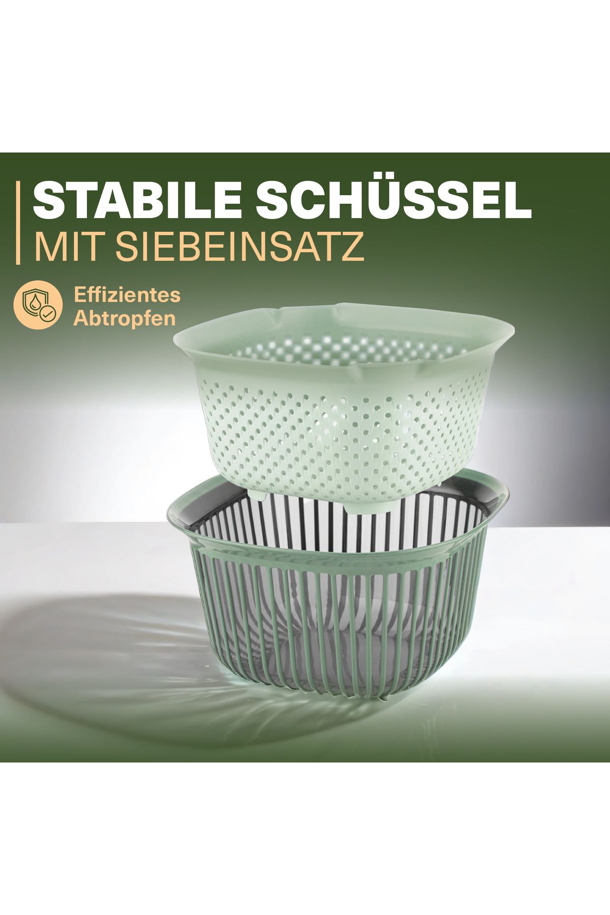 Viwares-Linea Eckige Schüssel mit Sieb – Praktische Lösung zum Waschen und Aufbewahren 4LT 3