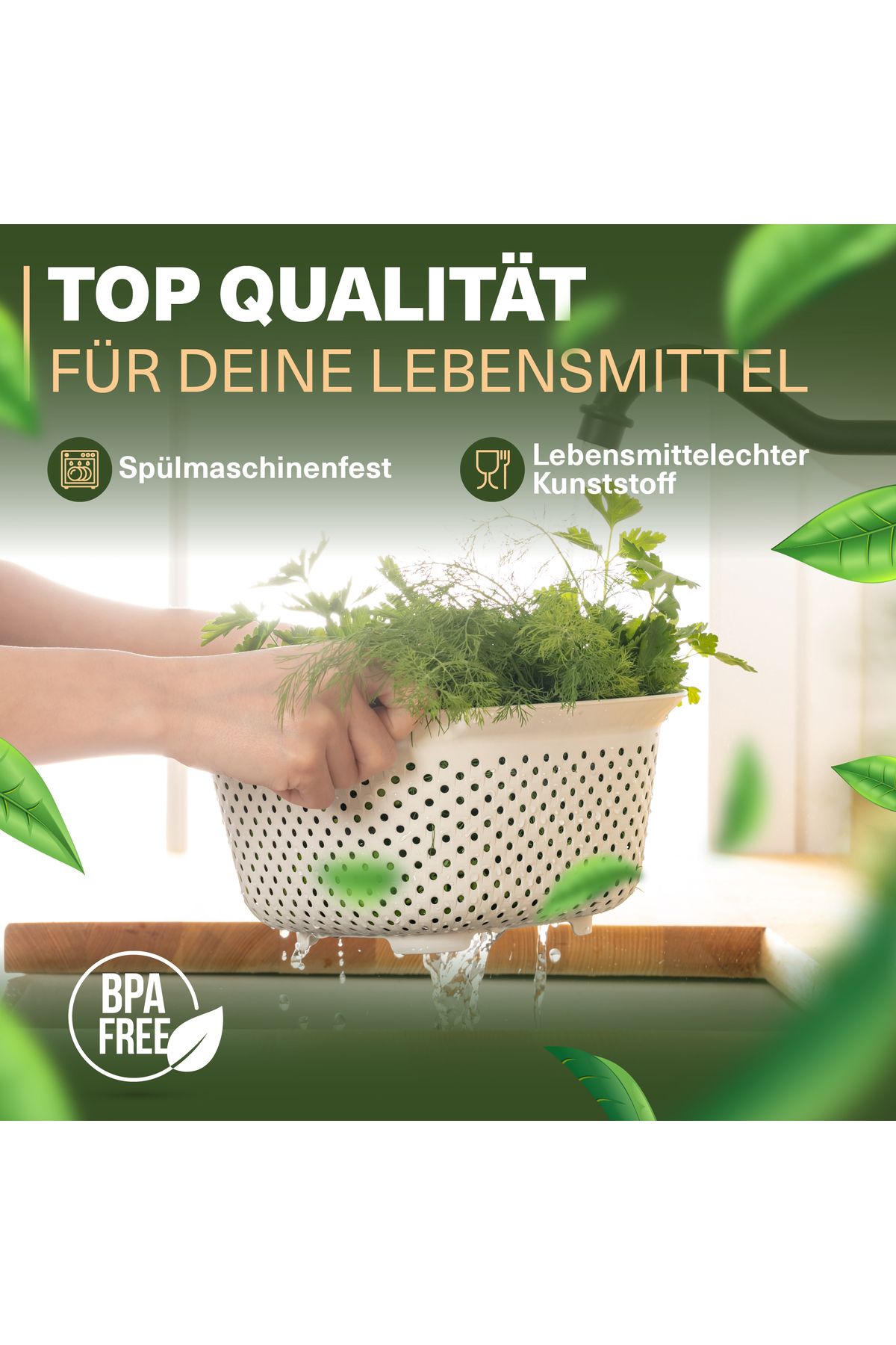 Viwares-Linea Eckige Schüssel mit Sieb – Praktische Lösung zum Waschen und Aufbewahren 4LT 5