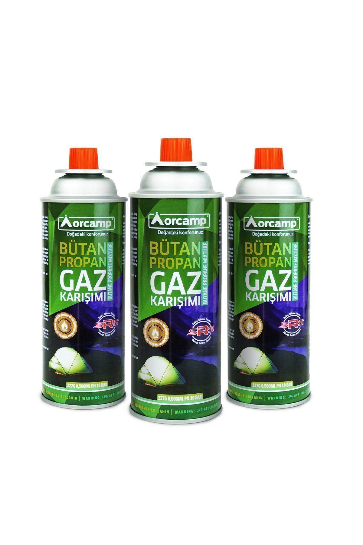 Orcamp Valfli Gaz Ocak Kartuşu 3'lü Set 227 gr