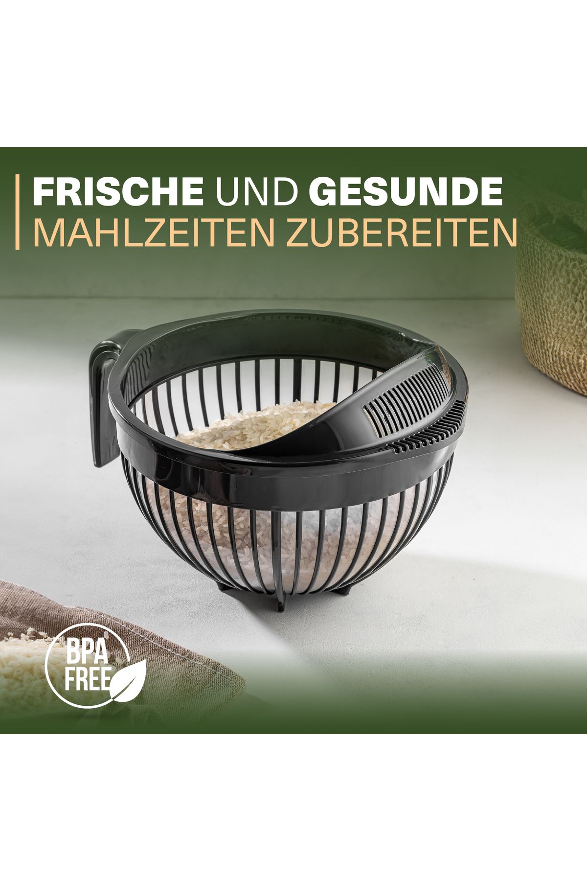 Viwares-Linea Messieb – Praktisches Sieb mit Griff in Anthrazit (3 Liter) 1