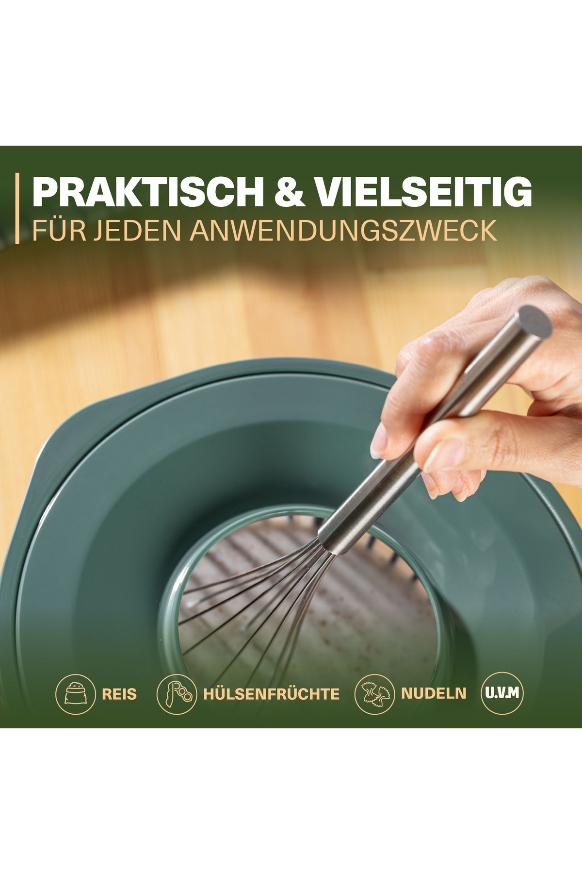 Viwares-Linea Mixer mit Deckel – Grün – (3 Liter) Stilvoller und vielseitiger Küchenhelfer 4