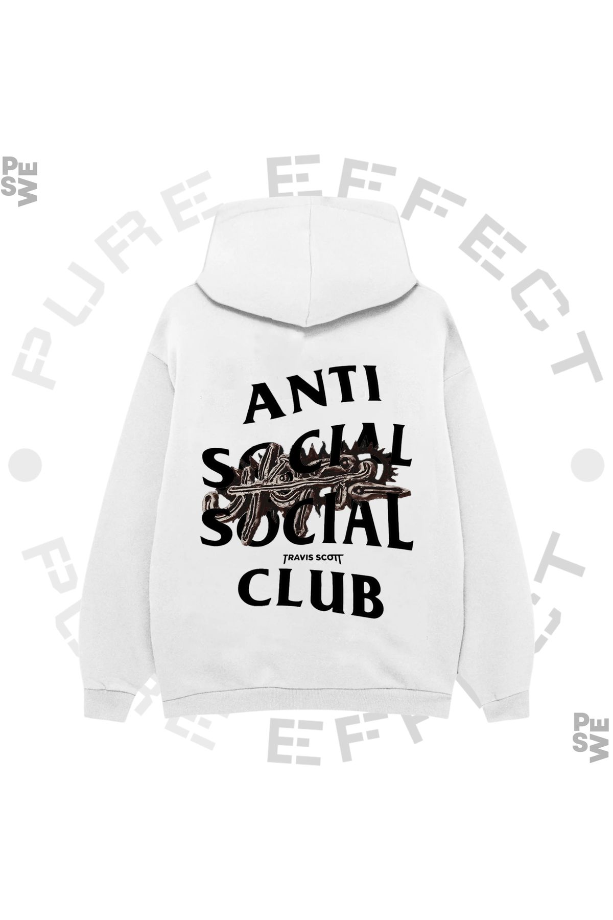 PURE EFFECT-ANTI SOCIAL SOCIAL CLUB UTOPIA - Hanorac oversize unisex cu glugă cu 3 fire Raster 2