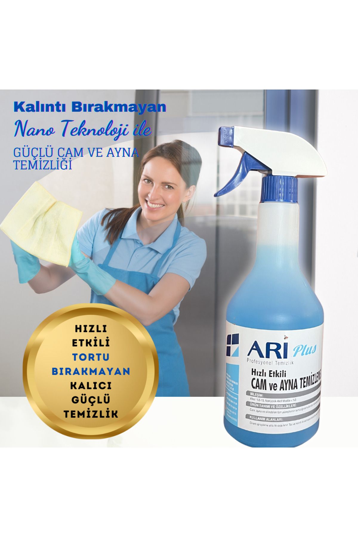 ARIPLUS Cam - Hızlı Etkili Cam Silme Ve Ayna Temizleyicisi