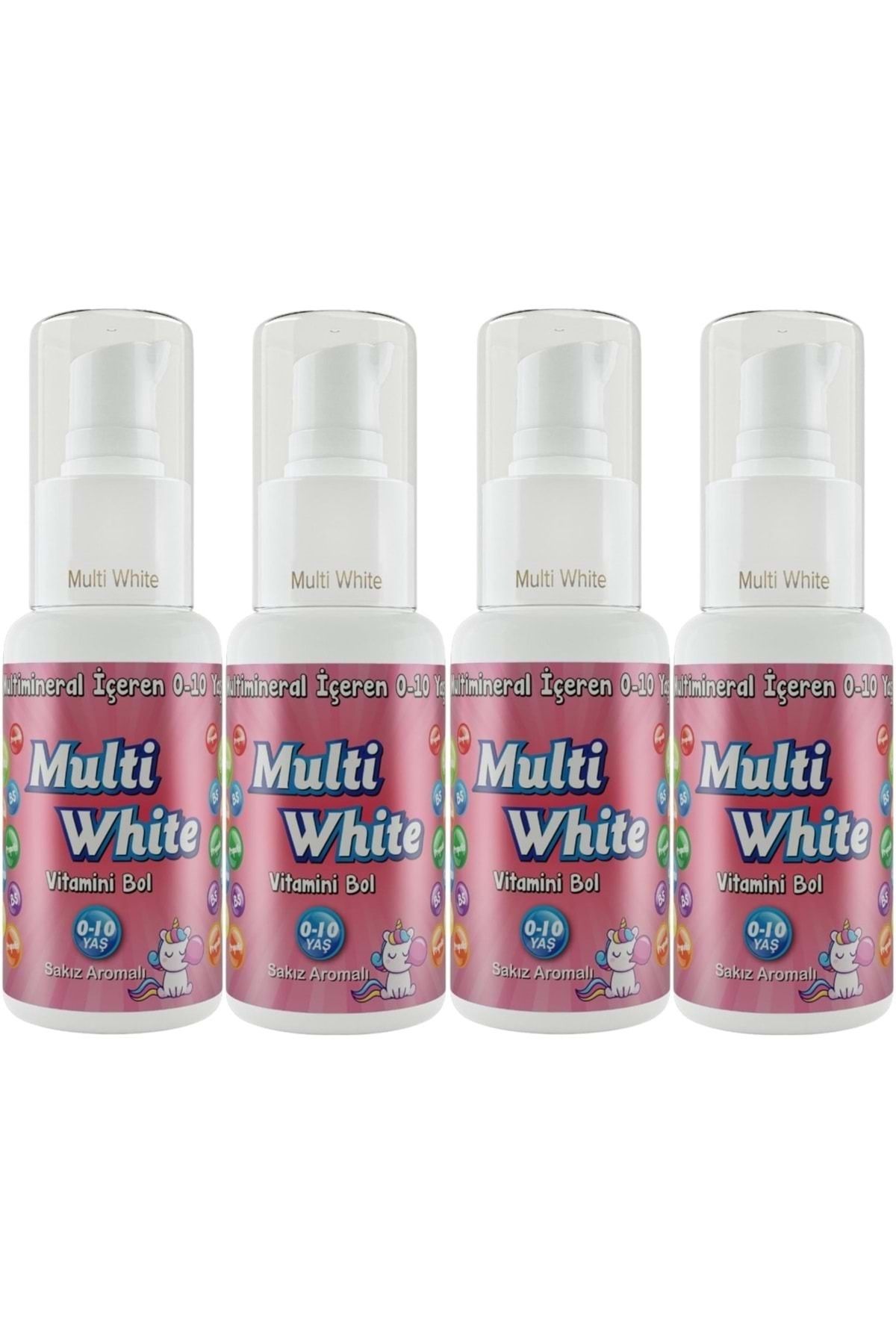 Multi White Diş Macunu 50ML Sakız Aromalı Bol Vitaminli (0-10 Yaş) (4 Lü Set)