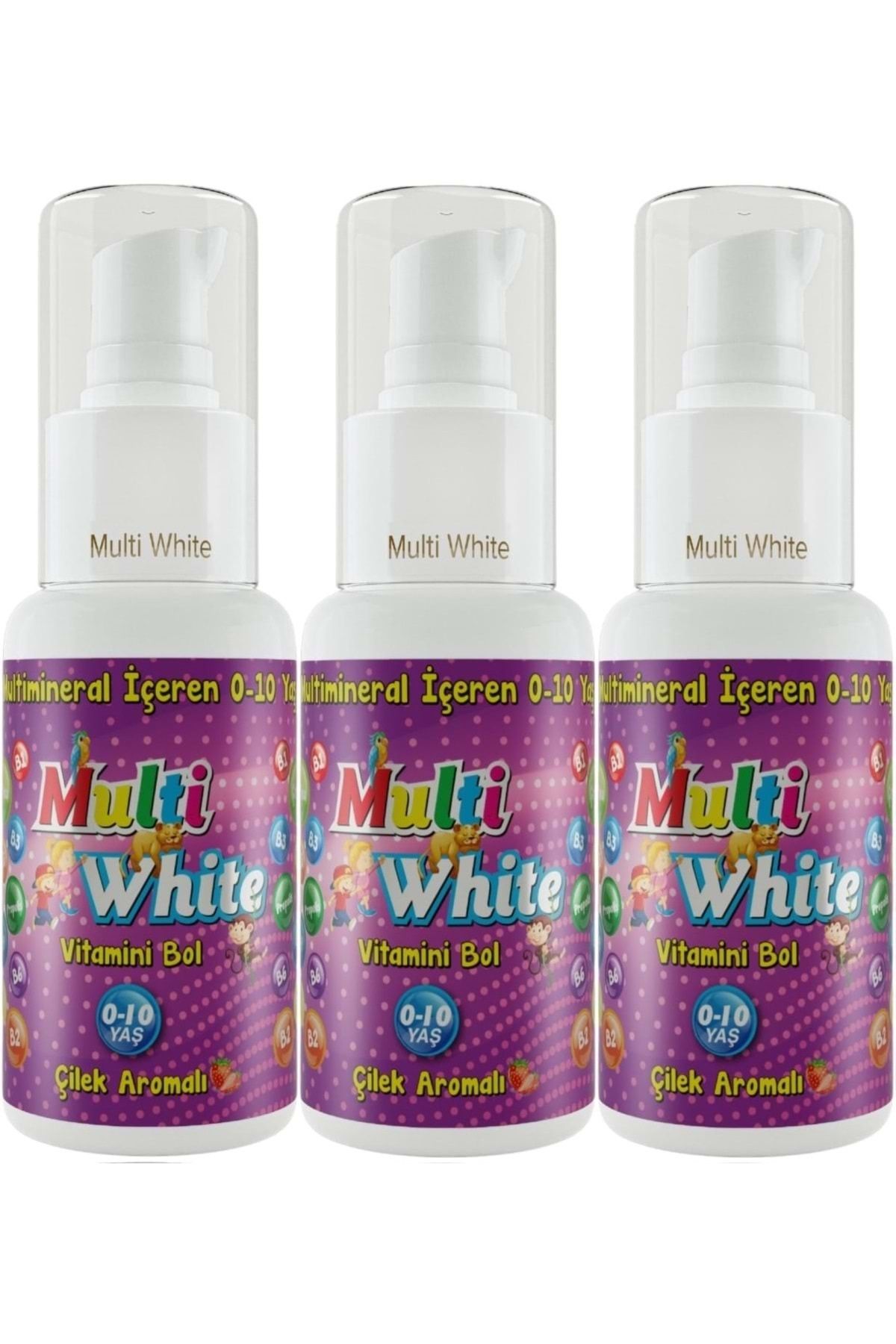 Multi White Diş Macunu 50ML Çilek Aromalı Bol Vitaminli (0-10 Yaş) (3 Lü Set)