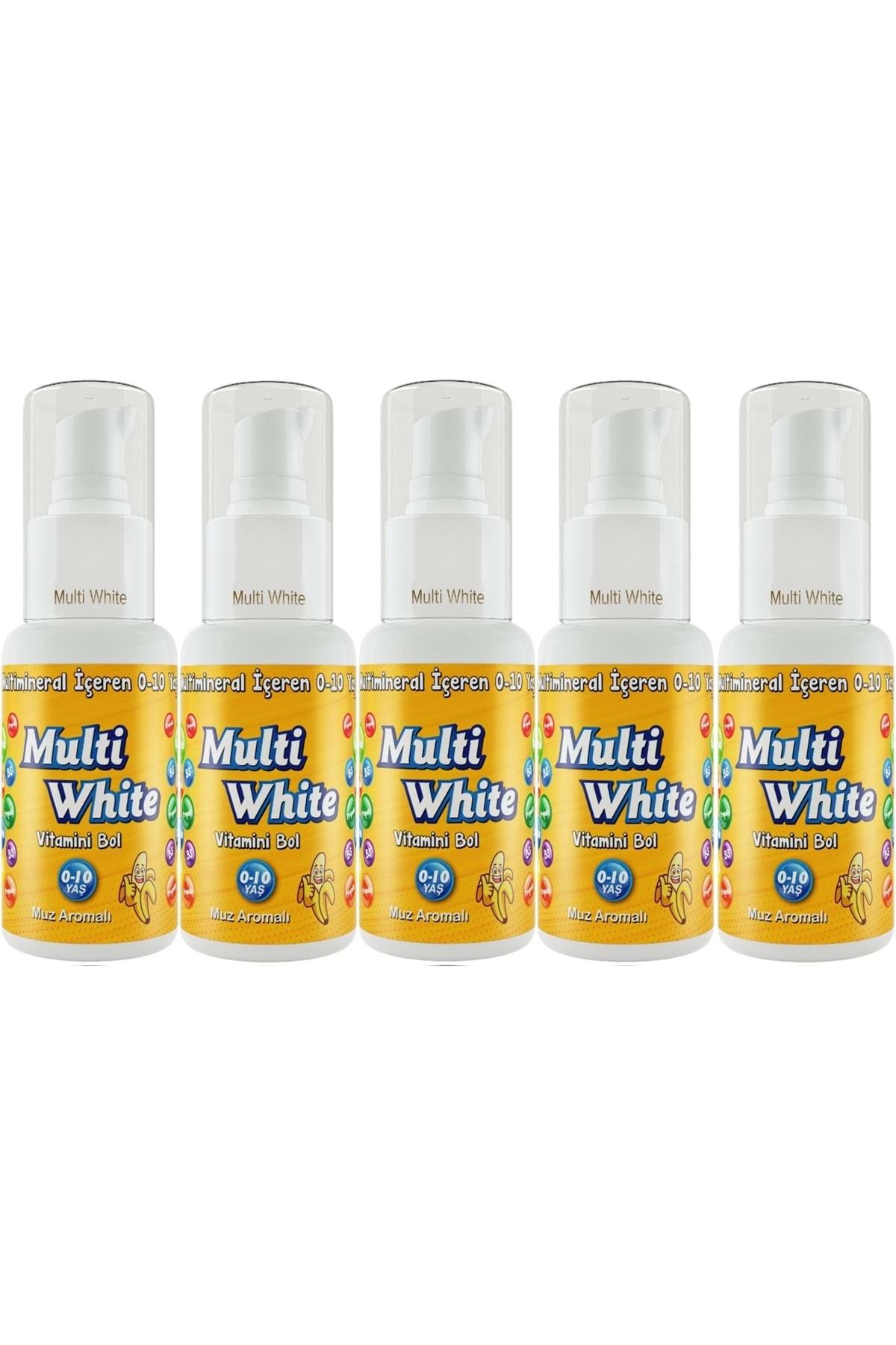 Multi White Diş Macunu 50ML Muz Aromalı Bol Vitaminli (0-10 Yaş) (5 Li Set)