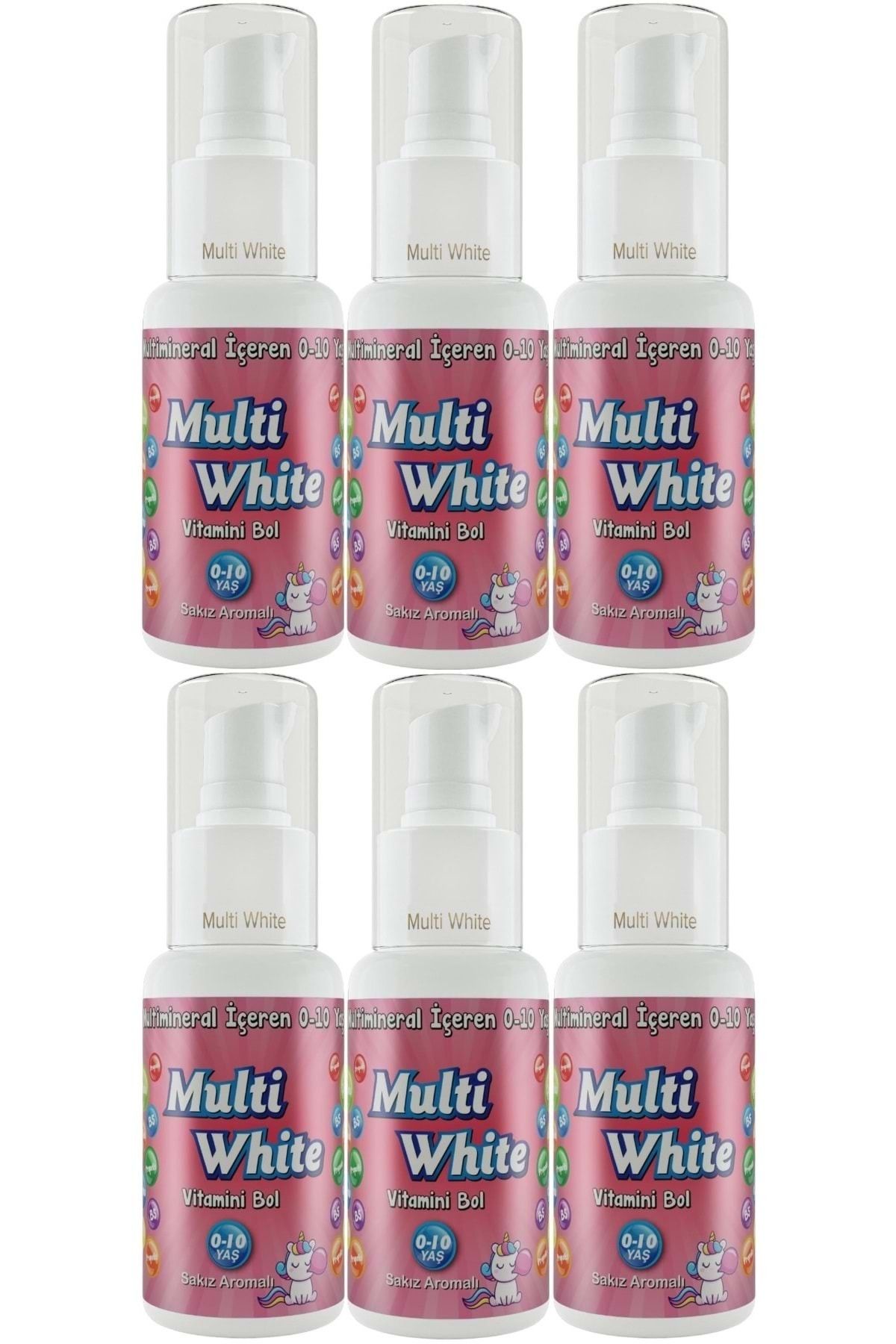 Multi White Diş Macunu 50ML Sakız Aromalı Bol Vitaminli (0-10 Yaş) (6 Lı Set)