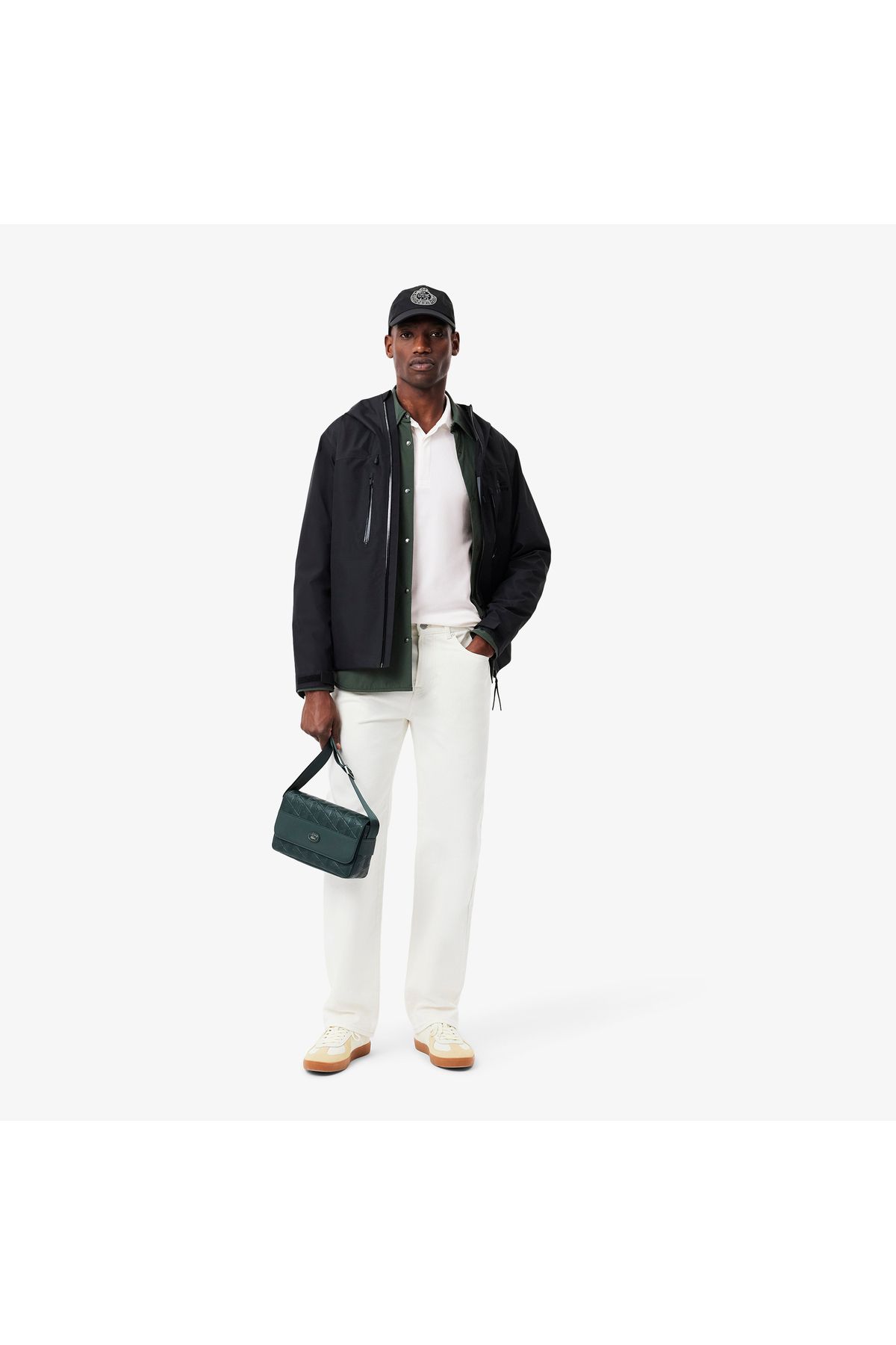 تی شرت یقه پولو سفید مردانه آستین بلند و مناسب پاریس Lacoste