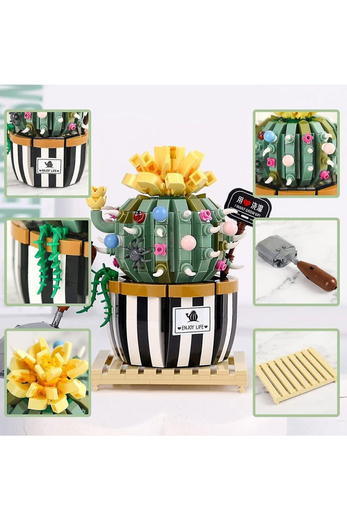 کیت ساخت گل با بلوکهای مینی لوپ ۷۲۱ تکه – میکرو گیاهان و کاکتوس، اسباببازی ساختنی هدیه، تزئینی