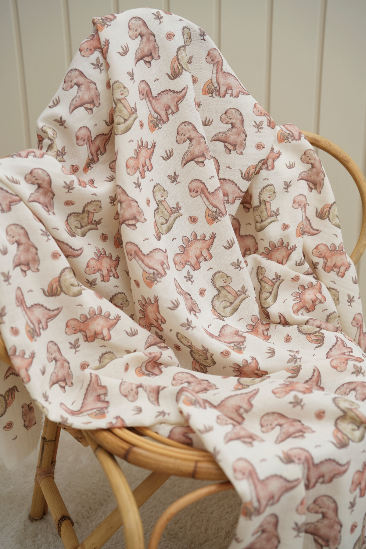 Tuğba Kuğu Baskılı Müslin Kumaş  | Baby Dinosaur fotoğrafı 2 (önizleme)