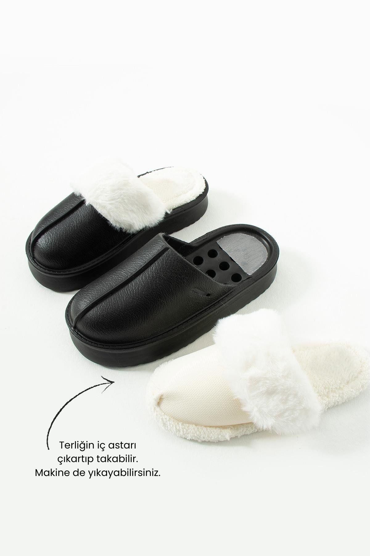 Fox Shoes-T 918264209   Schwarze Plüsch-Damenhausschuhe 5