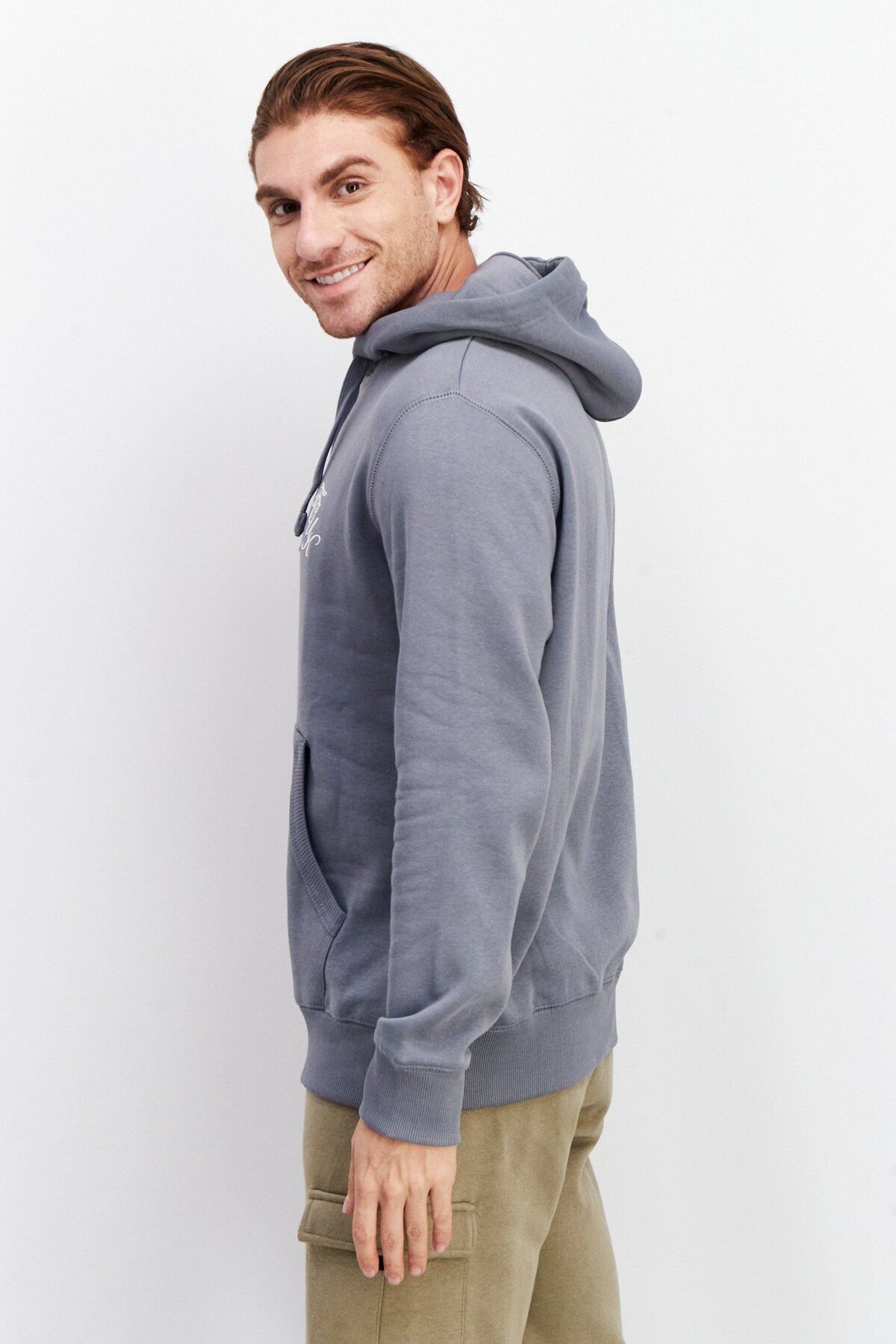 French Connection-Men Brand Logo Hooded Sweatshirt, Slate Grey 3