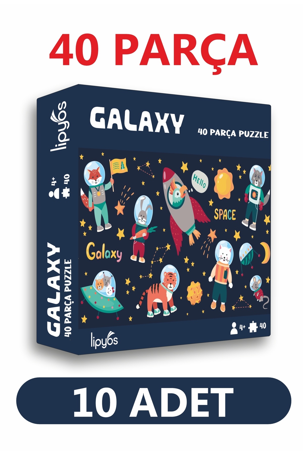 LİPYOS 40 Parça Galaxy Mukavva Mini Puzzle 10 Adet
